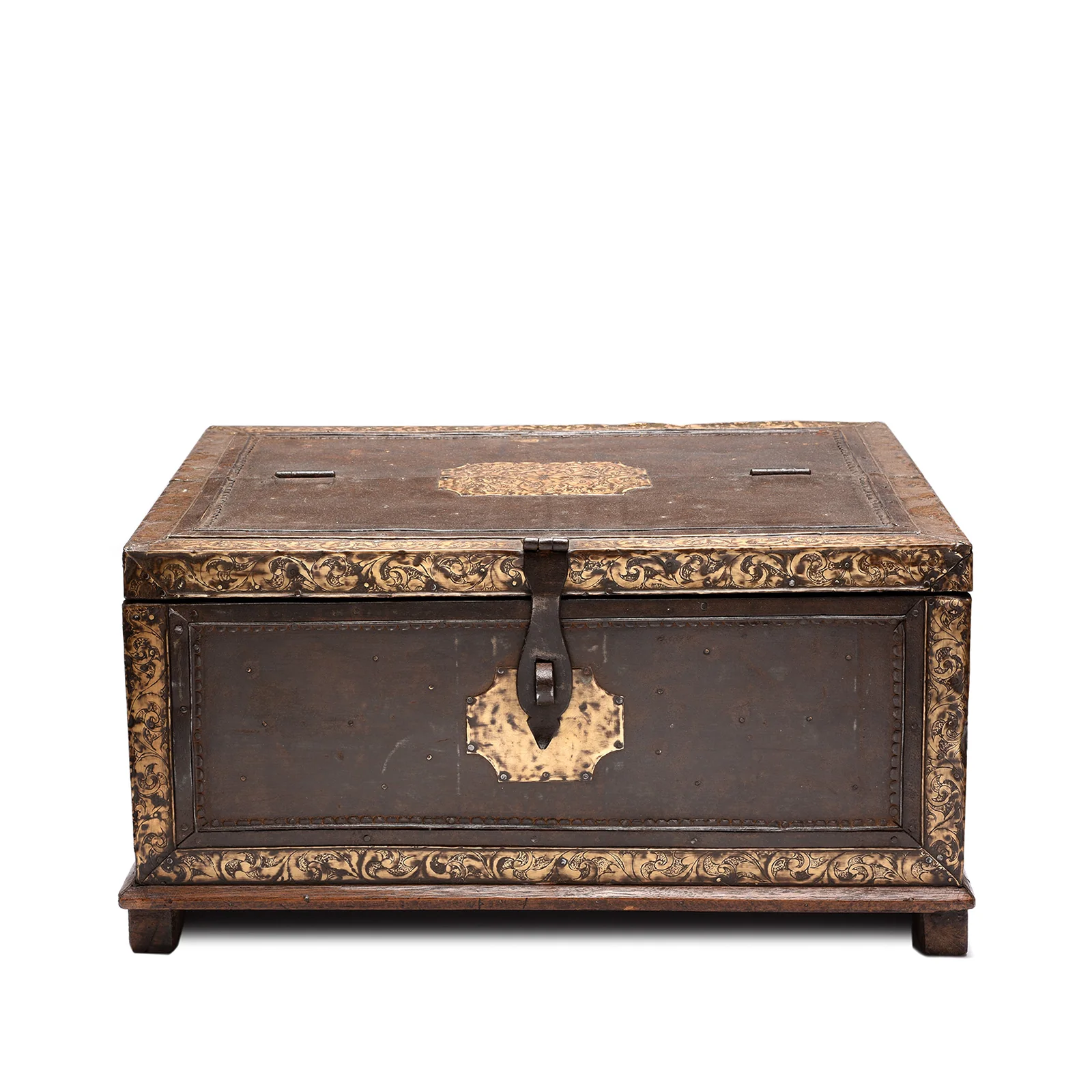 Brass & Iron Trousseau Box From Shekhawati - 19th Century