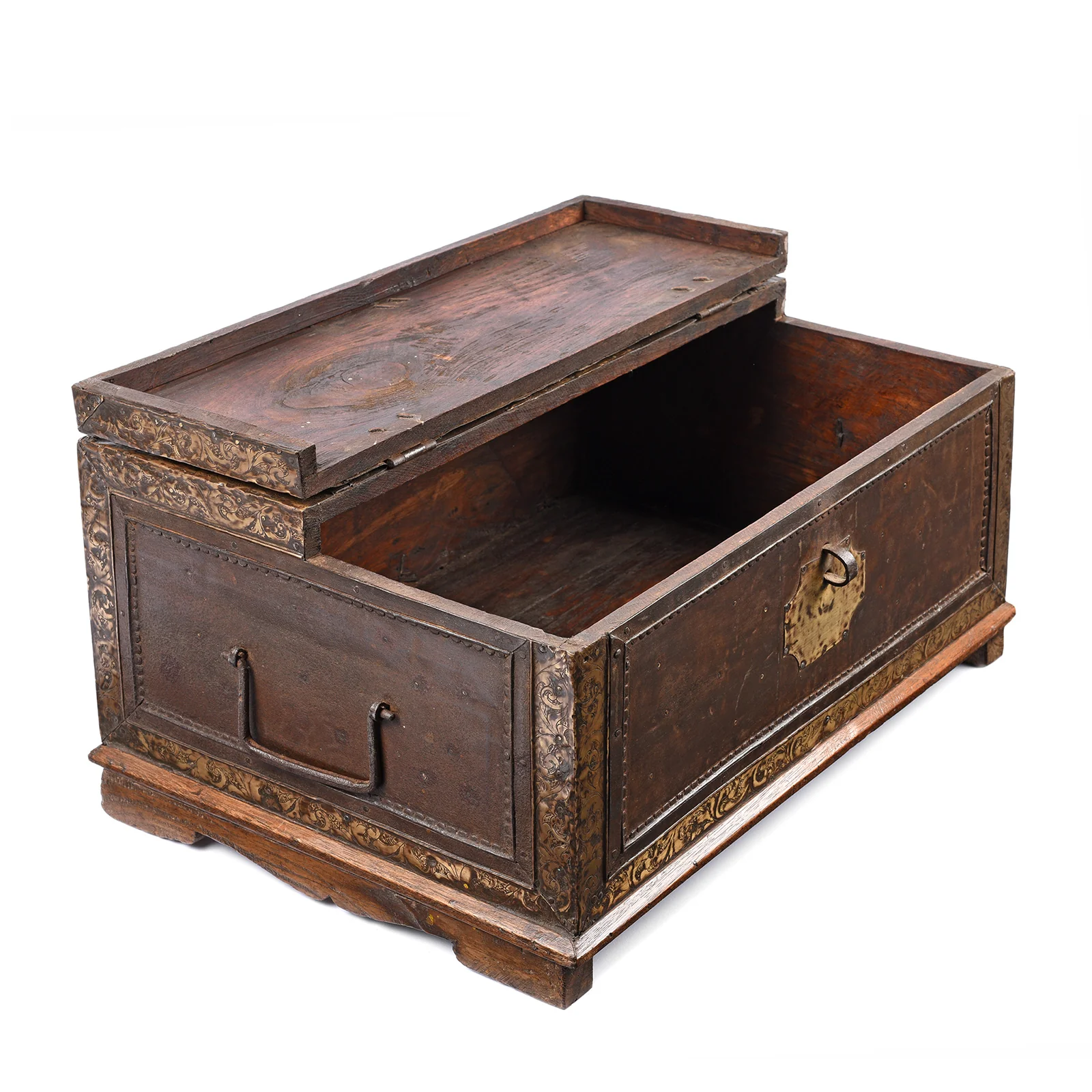 Brass & Iron Trousseau Box From Shekhawati - 19th Century - Image 5