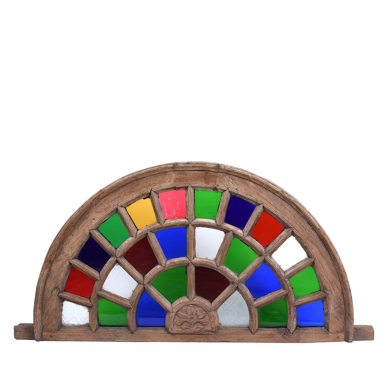 Stained Glass Fanlight From Gujarat - Early 20th Century