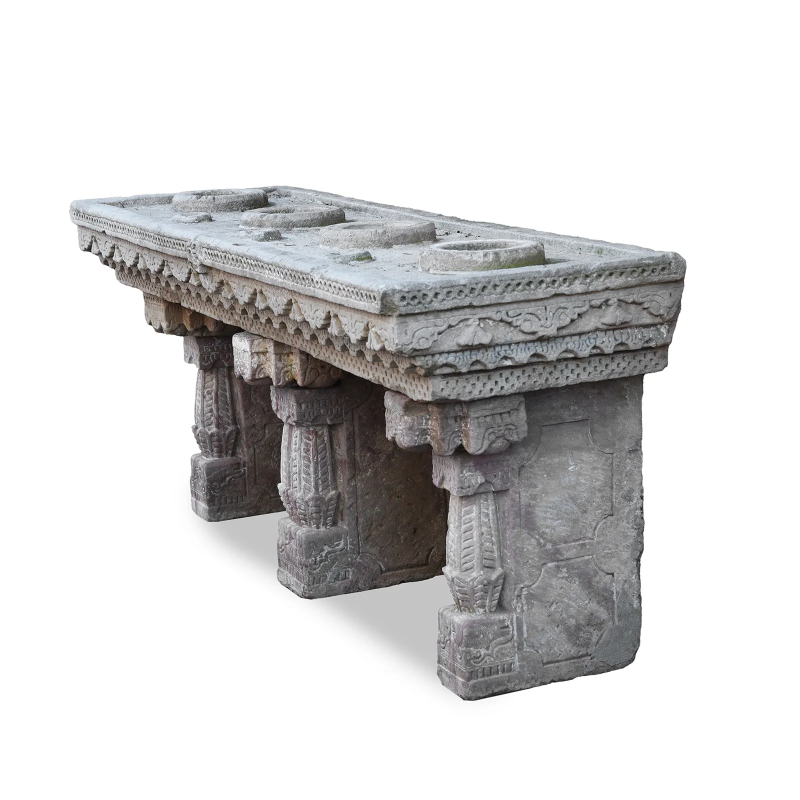 Carved Stone Water Pot Stand (Parinda) - 19th Century - Image 4