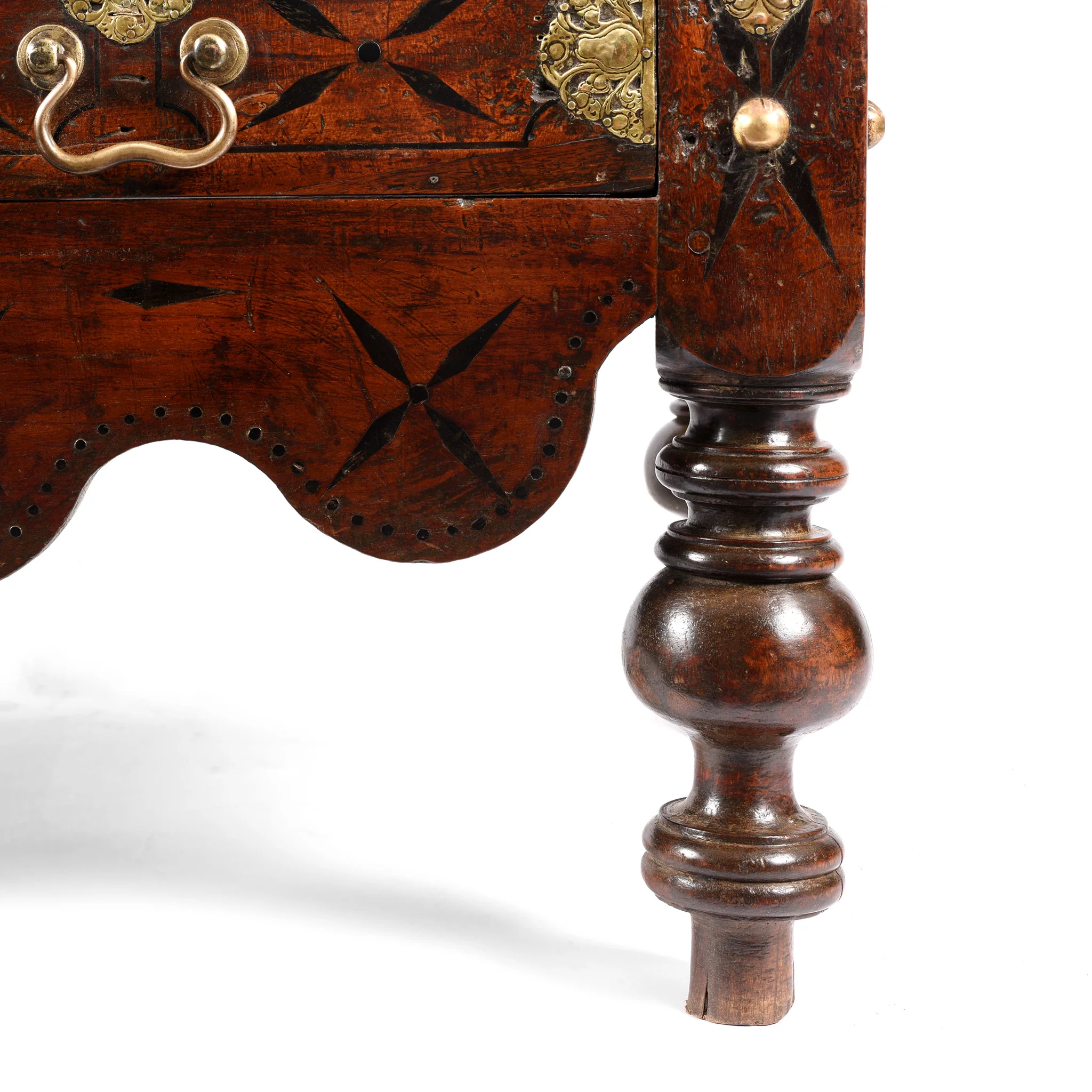 Dutch Colonial Jackfruit Wood & Brass Chest on Stand -18thC - Image 11