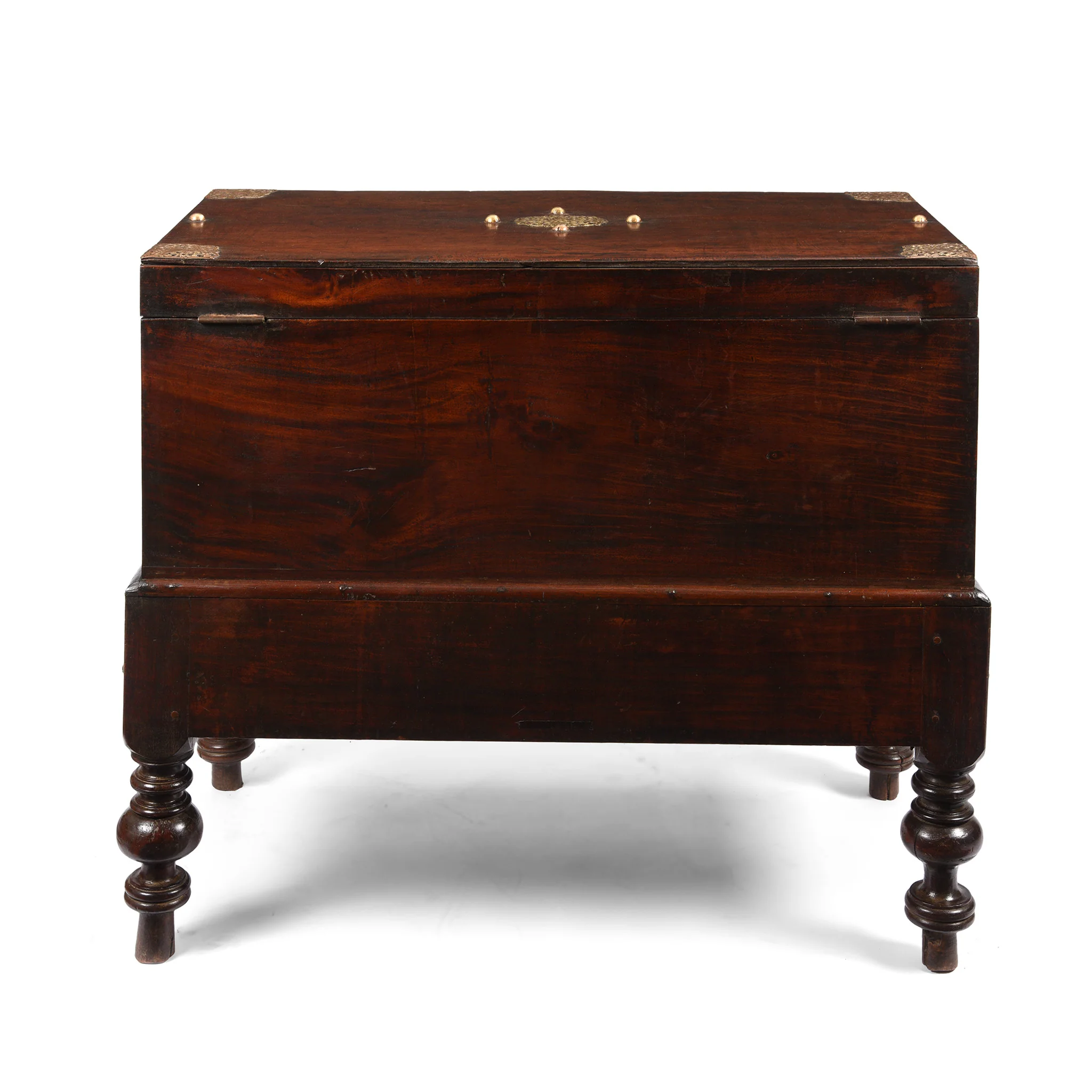 Dutch Colonial Jackfruit Wood & Brass Chest on Stand -18thC - Image 12