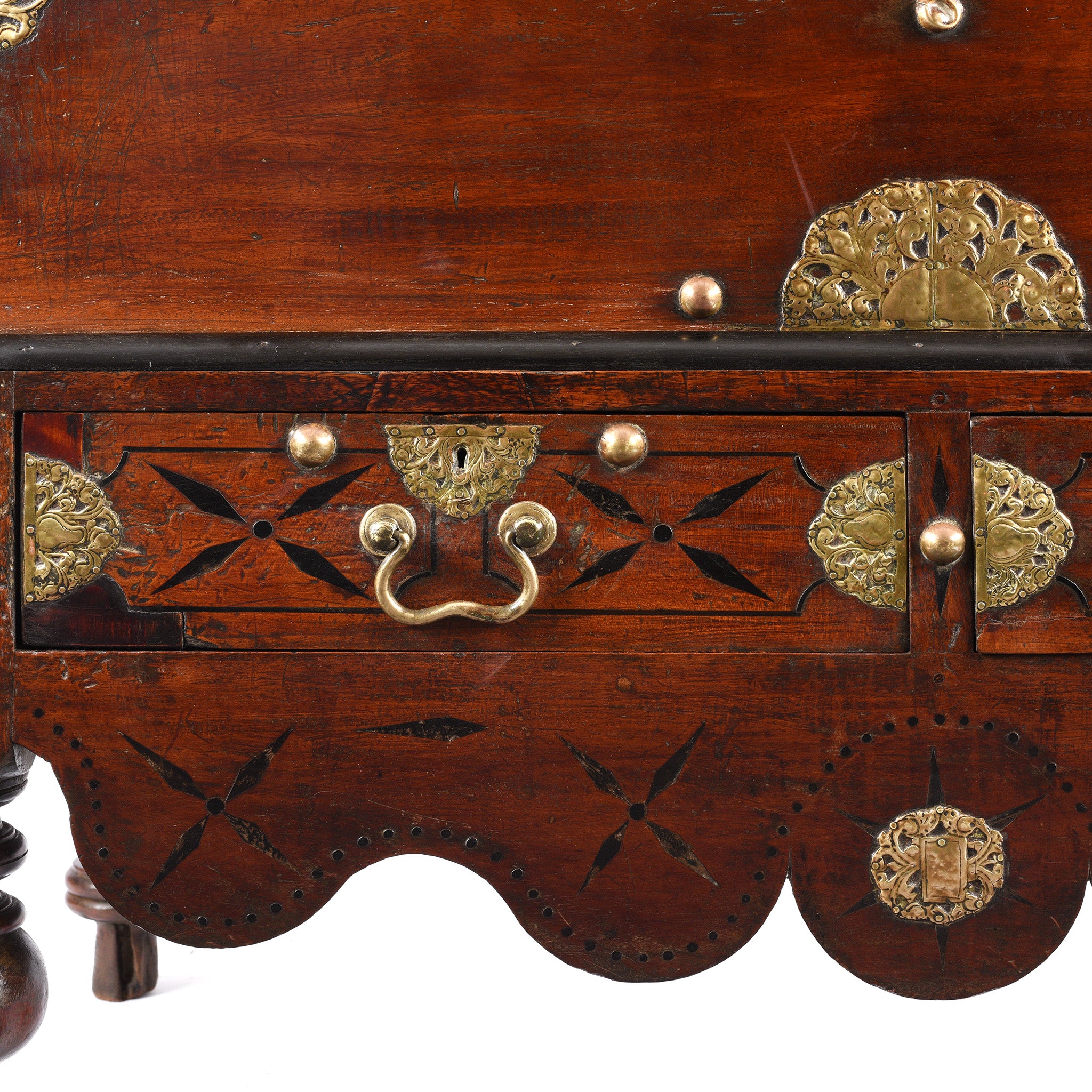 Dutch Colonial Jackfruit Wood & Brass Chest on Stand -18thC - Image 4