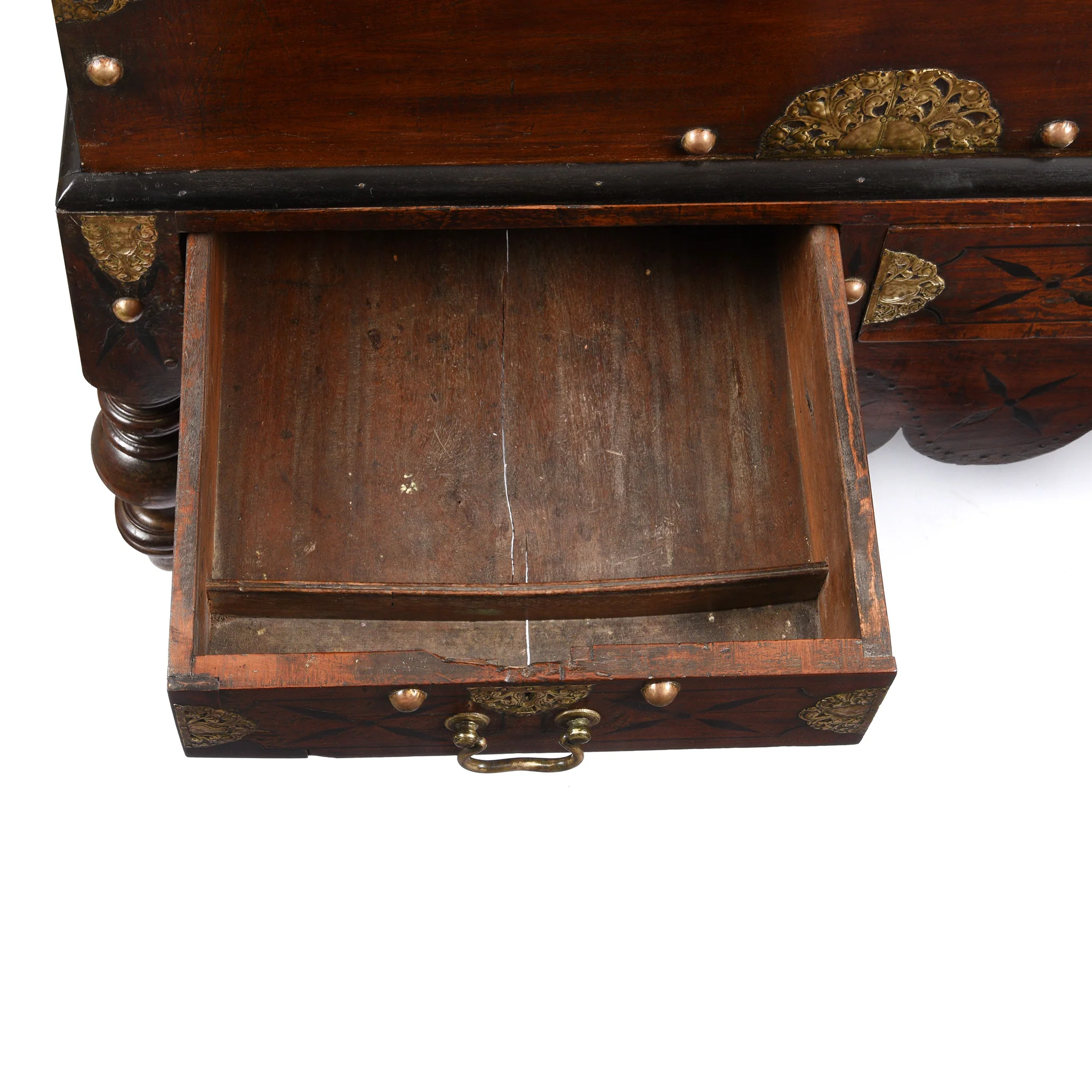 Dutch Colonial Jackfruit Wood & Brass Chest on Stand -18thC - Image 7