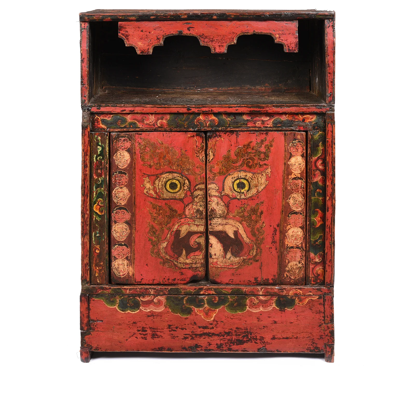 Painted Tibetan Mahakala Torgam Cabinet - 18thC