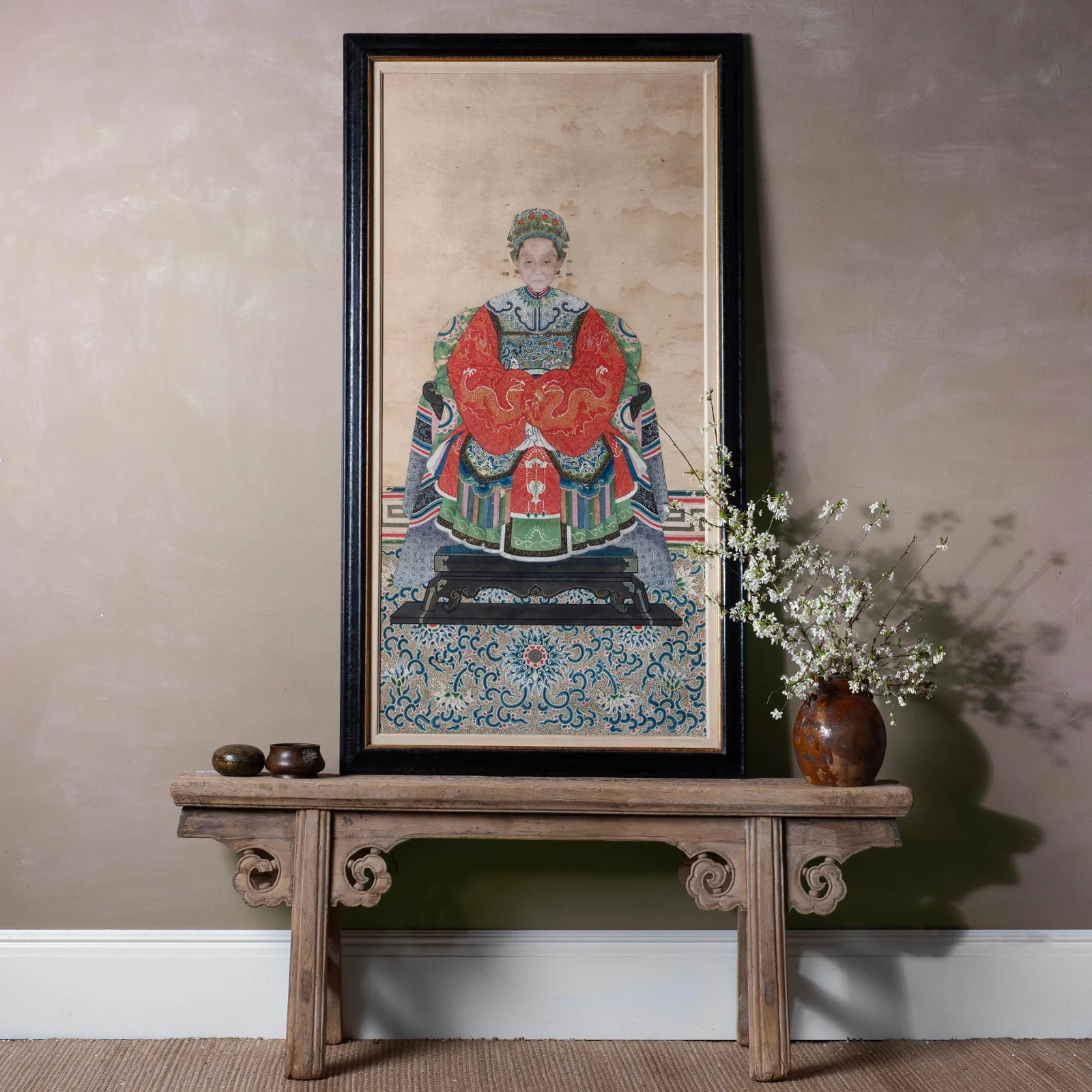 Ancestor Painting - Watercolour on Paper - 19th Century