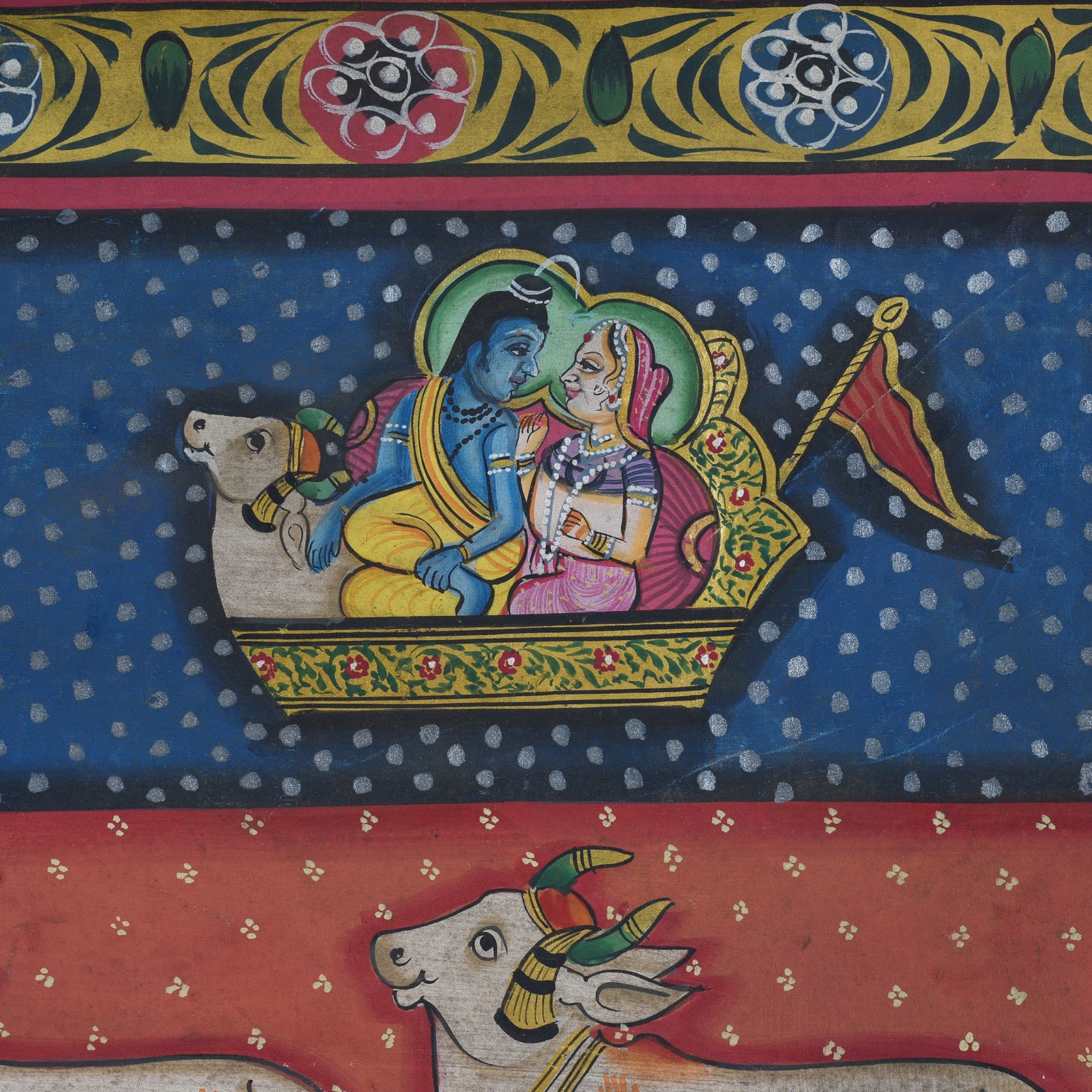 Nandi Pichwai Painting from Rajasthan - 20thC - Image 2