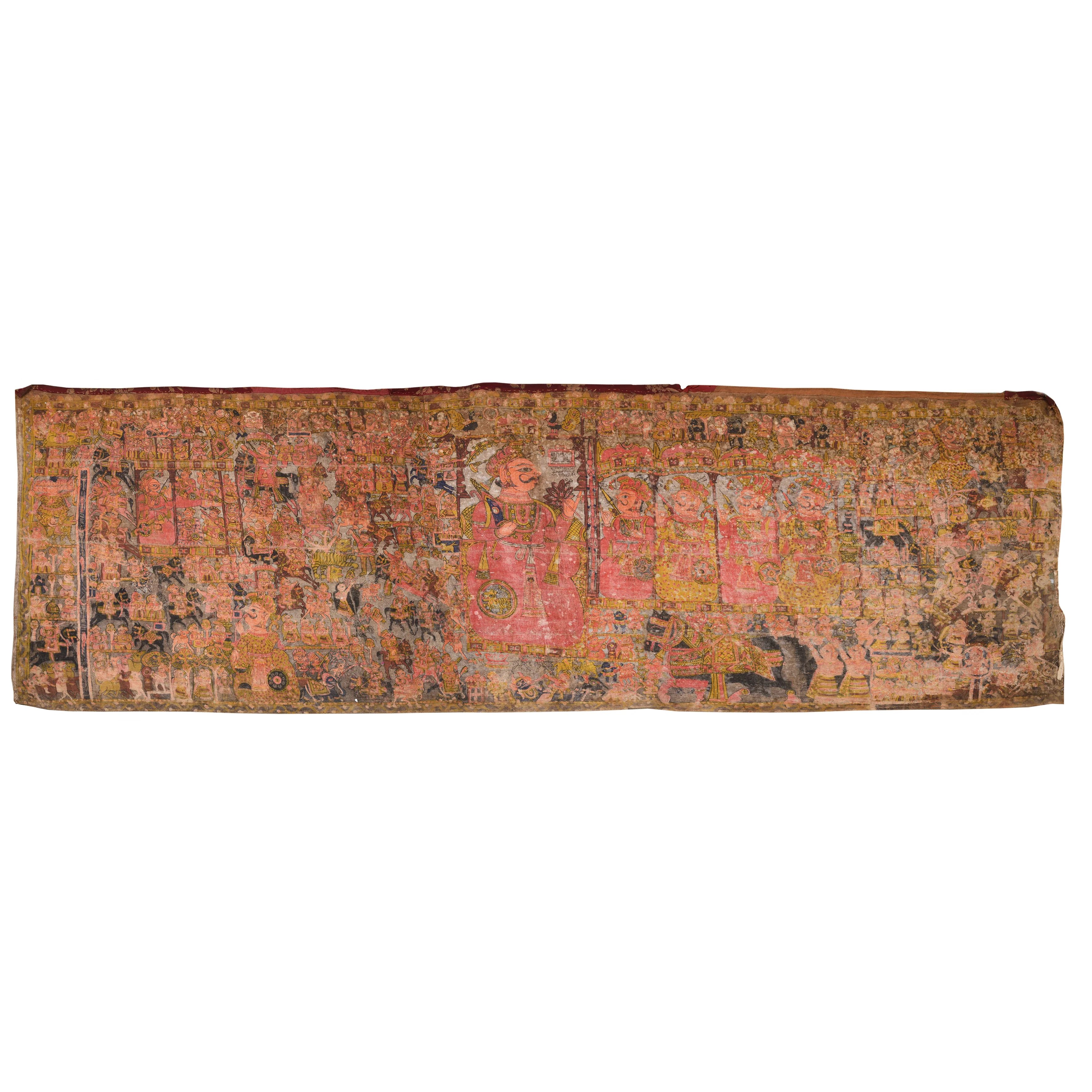 A Pabuji Ki Phad Painting On Cotton - Late 19th Century - Image 2