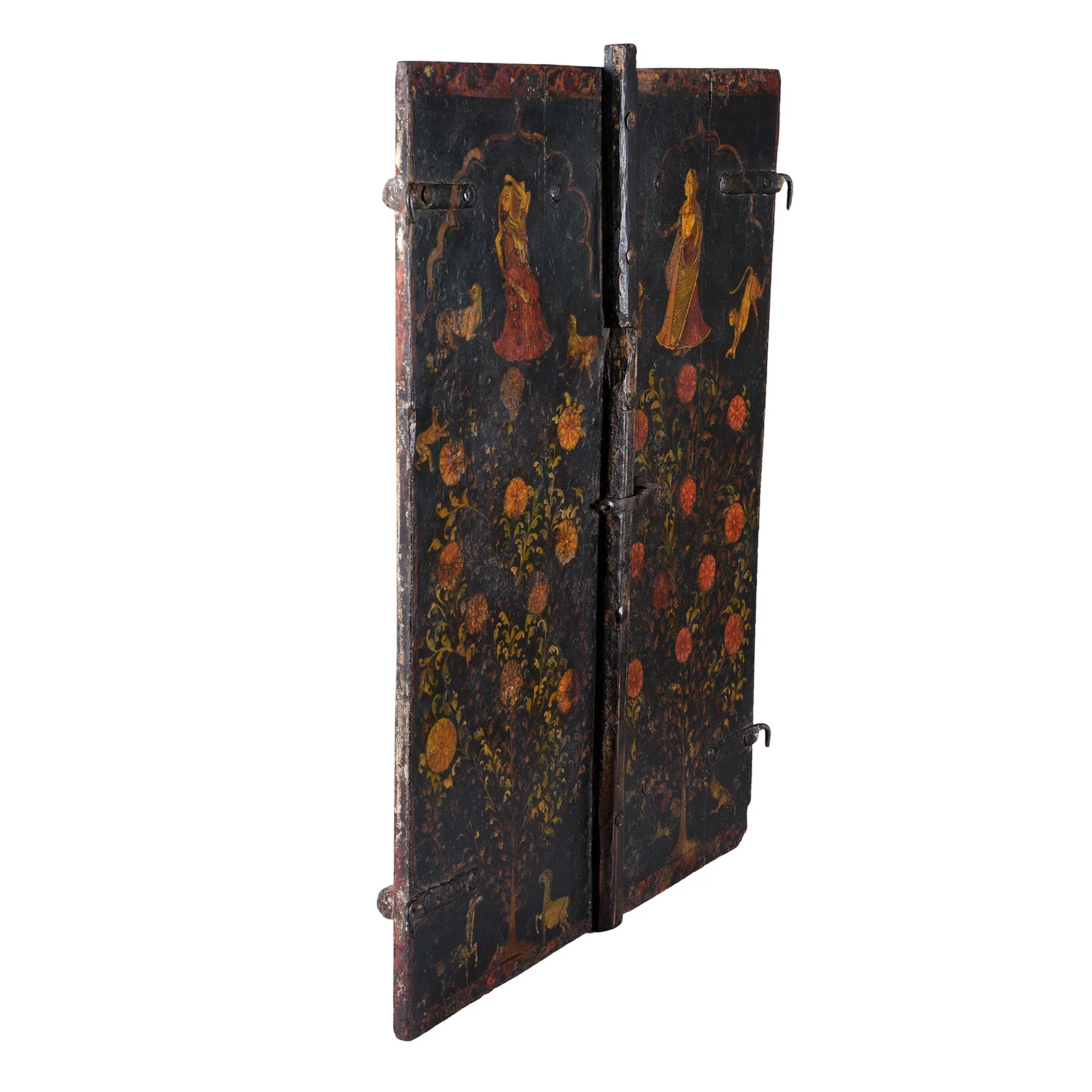 Painted Marwar Window Shutters From Jodhpur - Late 18th Century - Image 7