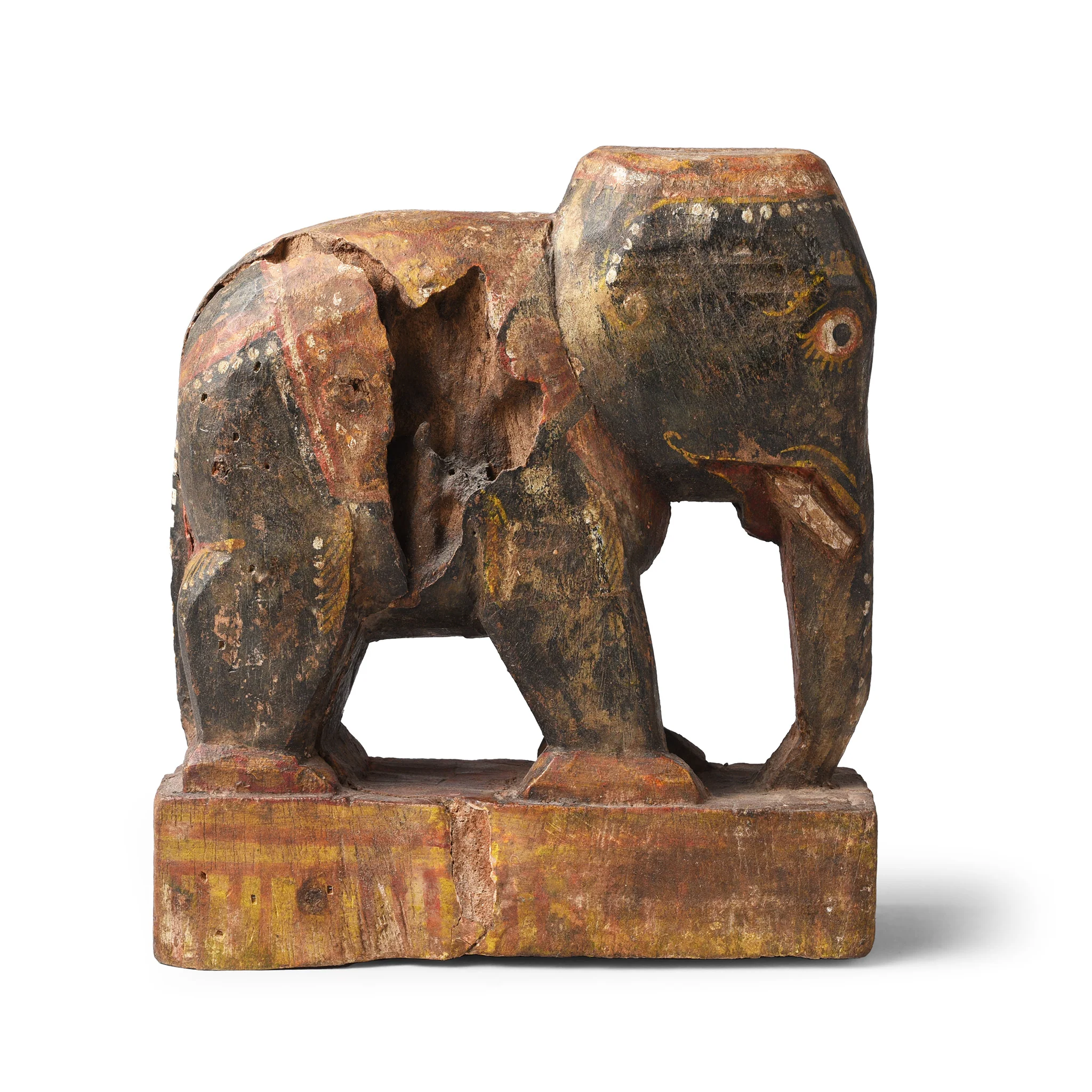 Painted Wooden Elephant From Orissa - Ca 1920 - Image 4