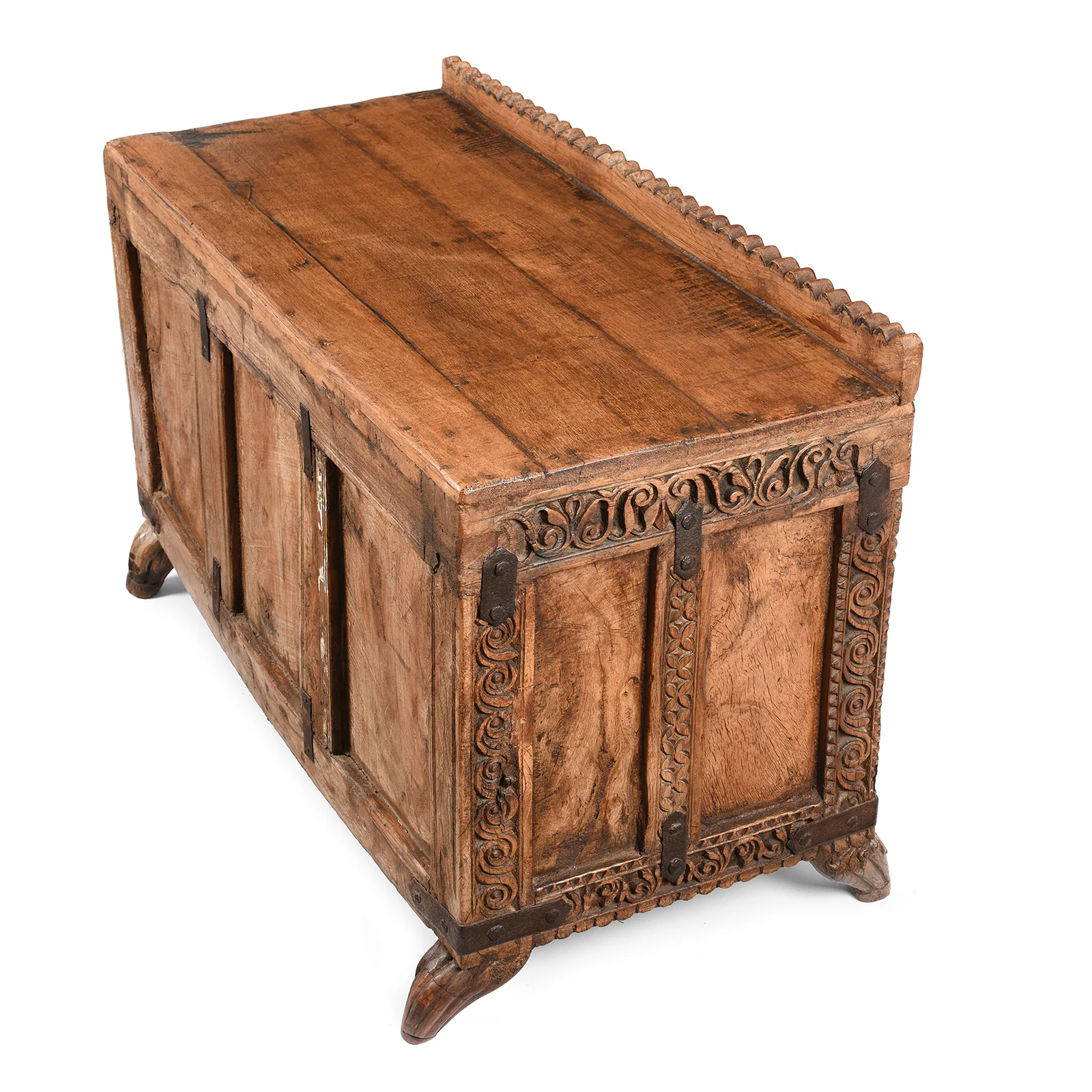 Chip Carved Indian 'Manjus' Dowry Chest From Rajasthan - 19thC - Image 11