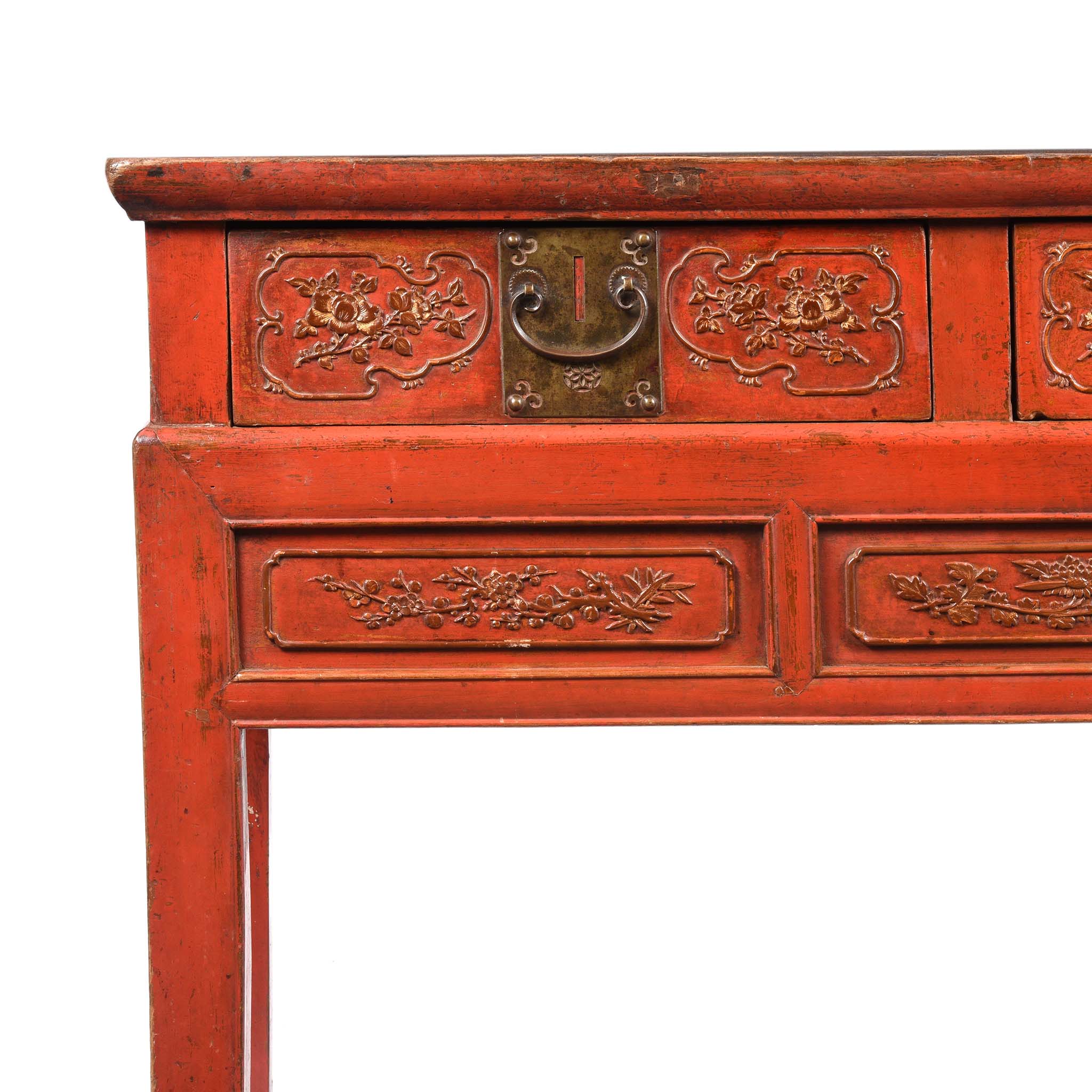 Red Lacquer Oak Altar Table From Zhejiang Province  - Late 19thC - Image 2