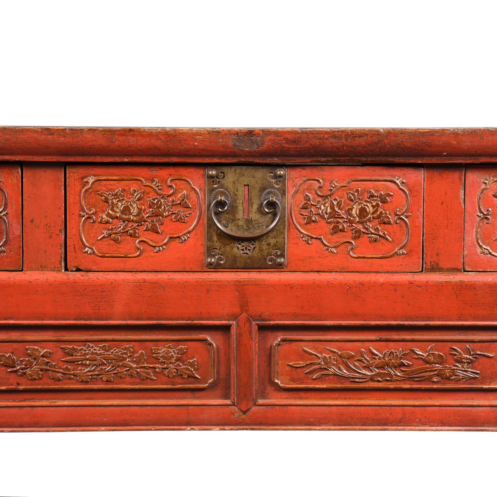 Red Lacquer Oak Altar Table From Zhejiang Province  - Late 19thC - Image 3