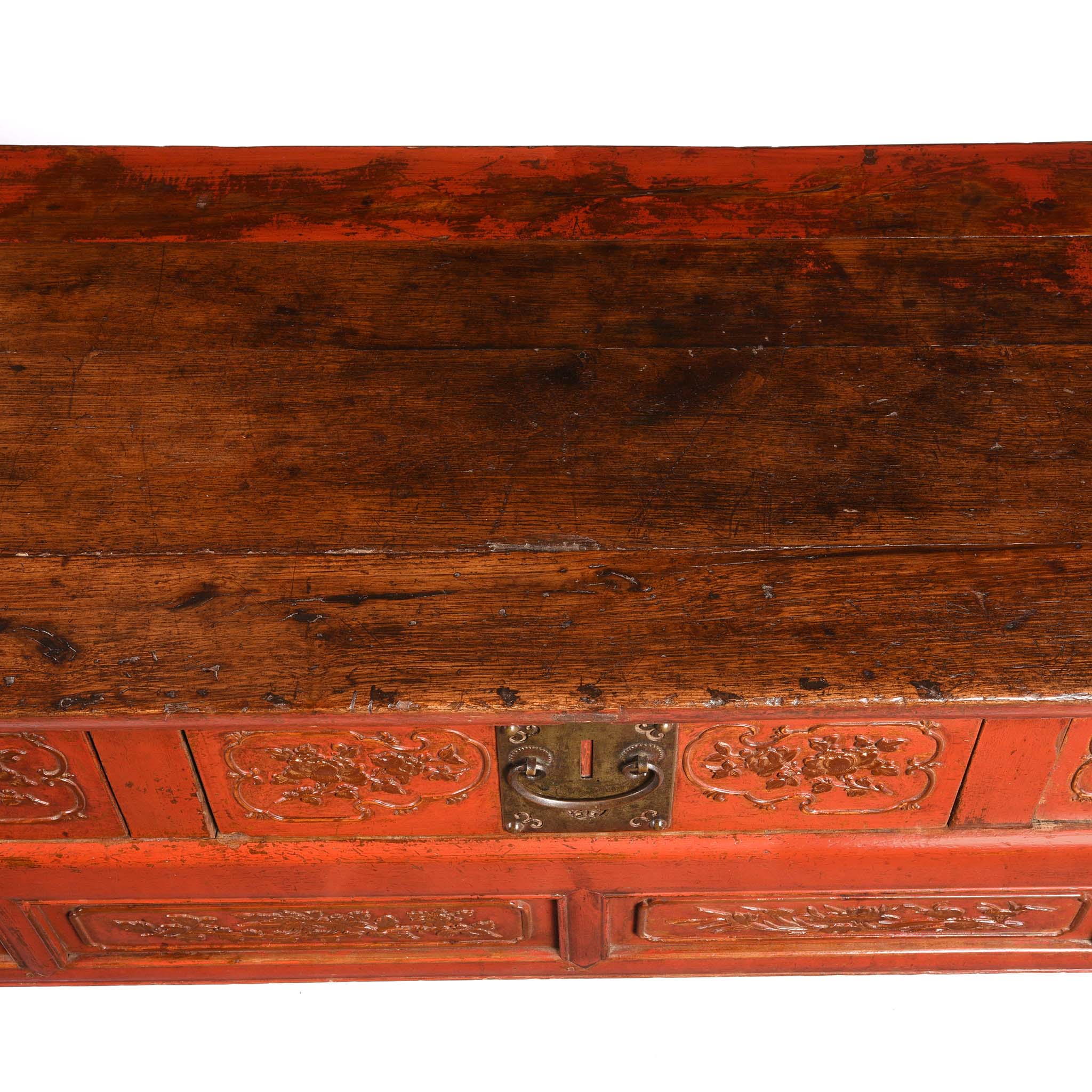 Red Lacquer Oak Altar Table From Zhejiang Province  - Late 19thC - Image 6