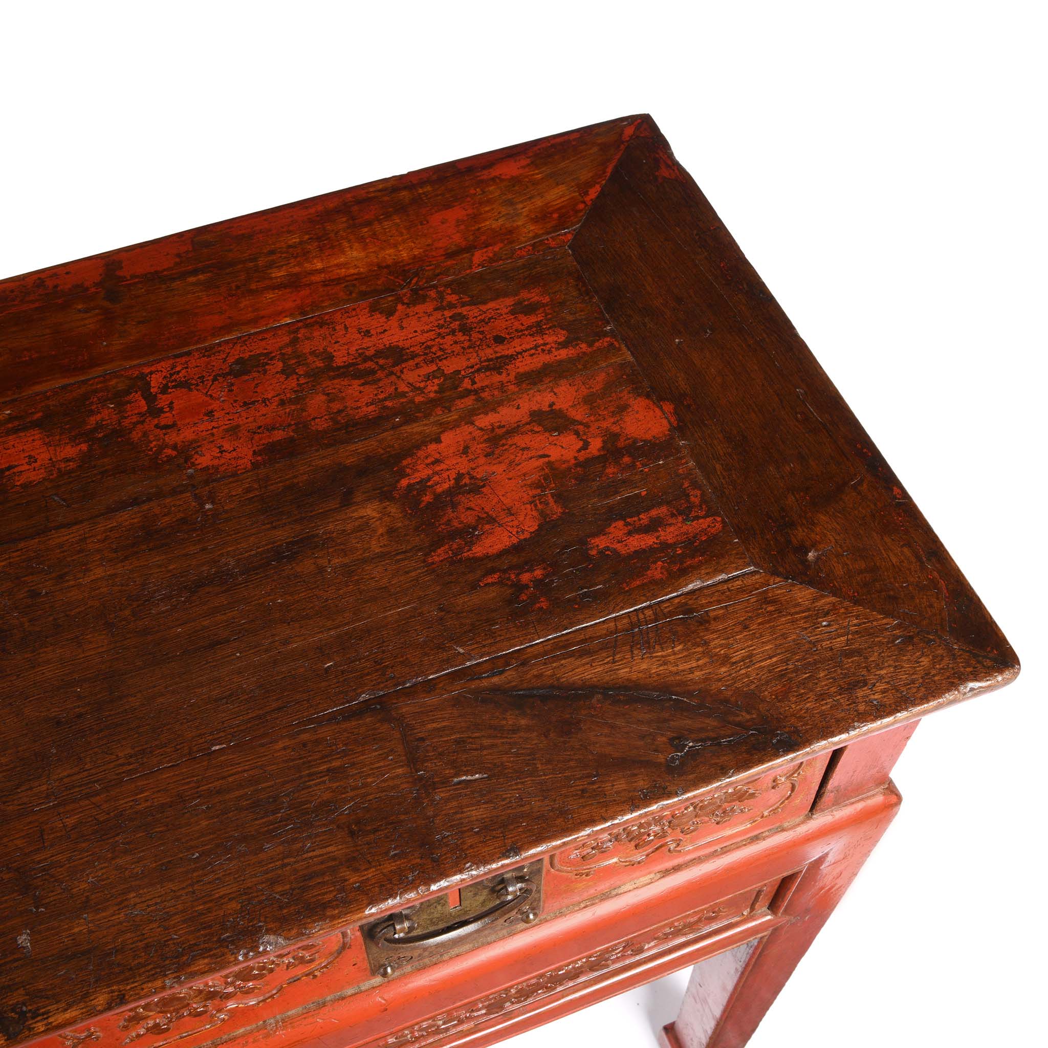 Red Lacquer Oak Altar Table From Zhejiang Province  - Late 19thC - Image 7