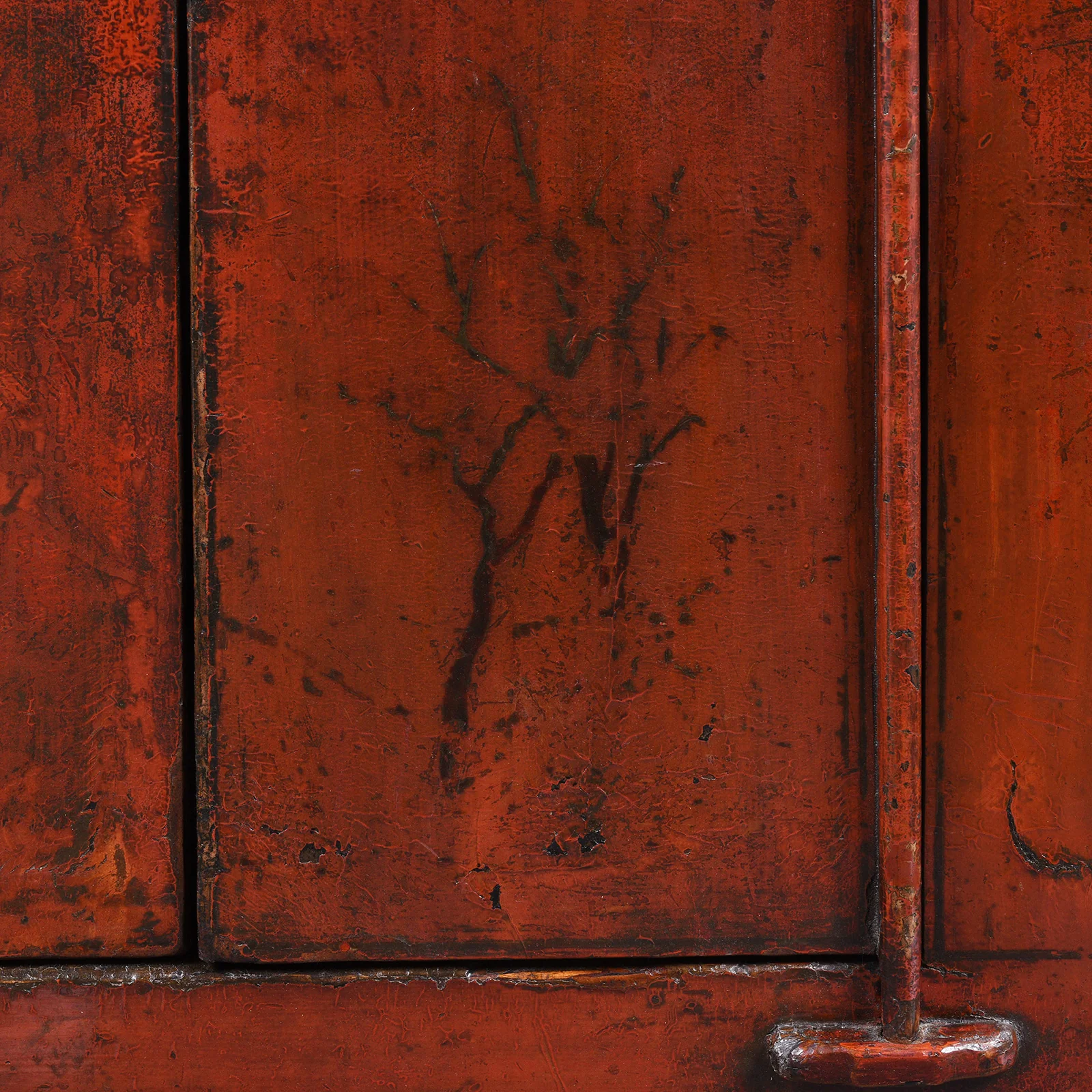 Red Lacquer Wedding Cabinet From Shanxi  -19th Century - Image 6