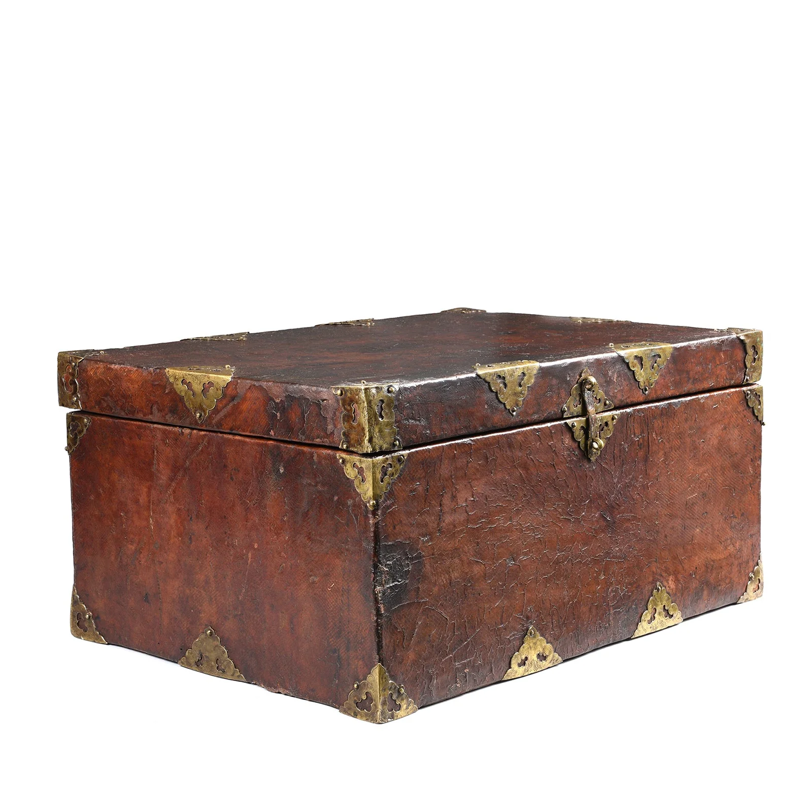Tibetan Brass Bound Leather Trunk - 19th Century - Image 2