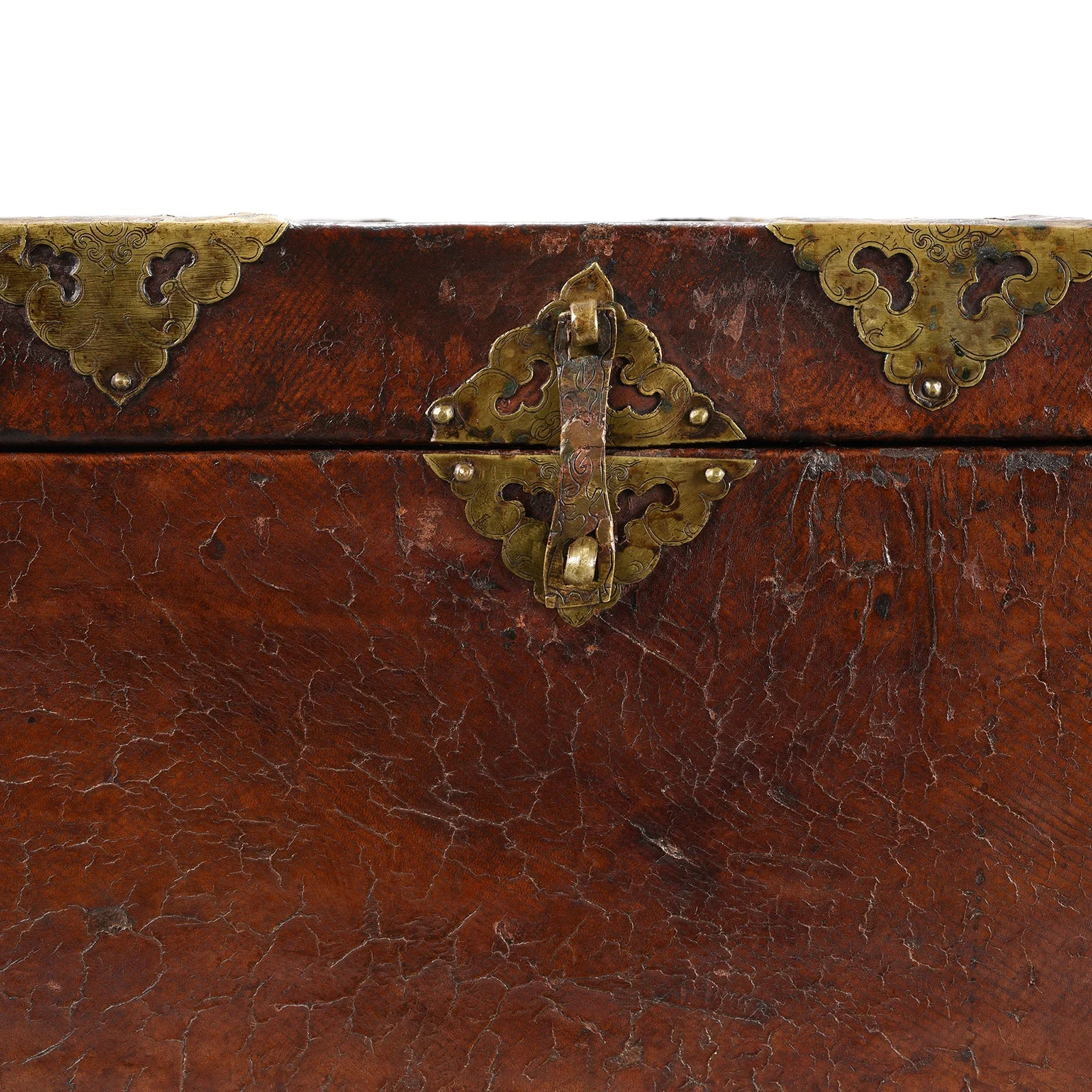 Tibetan Brass Bound Leather Trunk - 19th Century - Image 3