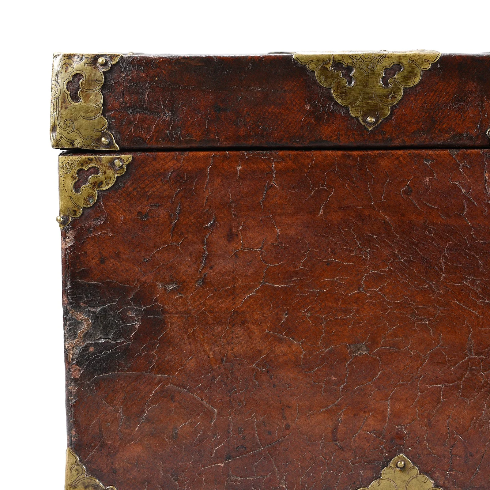 Tibetan Brass Bound Leather Trunk - 19th Century - Image 4