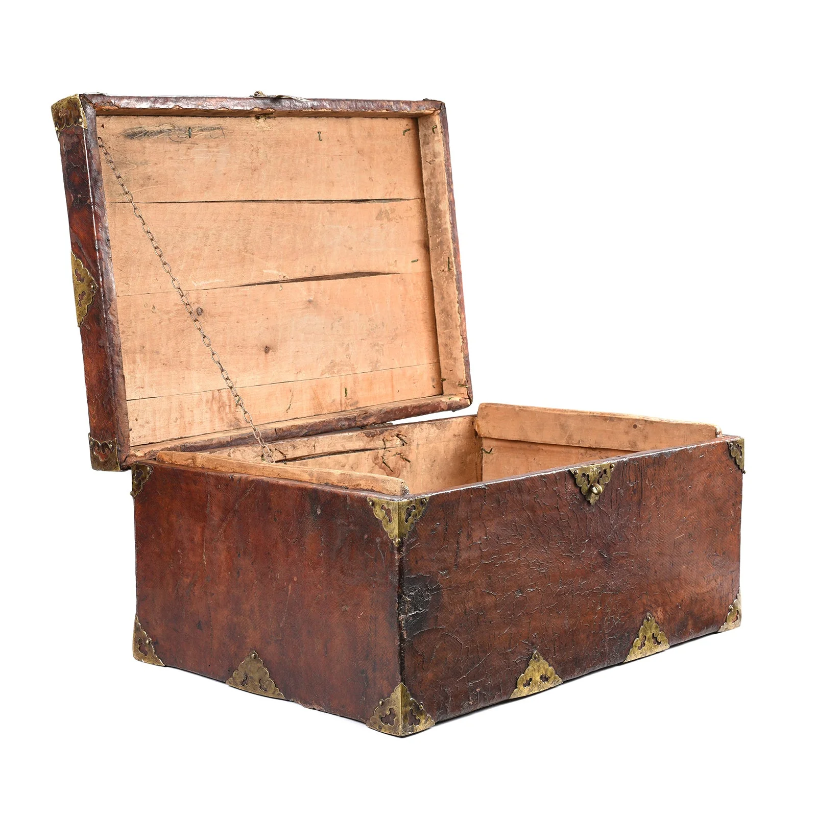 Tibetan Brass Bound Leather Trunk - 19th Century - Image 5