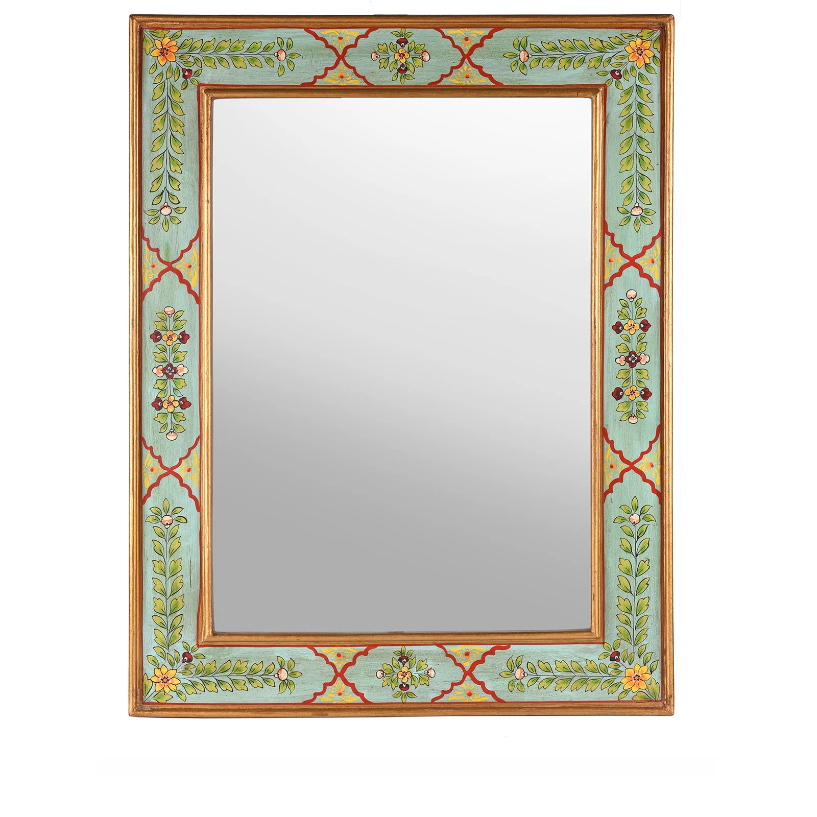 Aqua Green Hand Painted Indian Mirror - Image 6