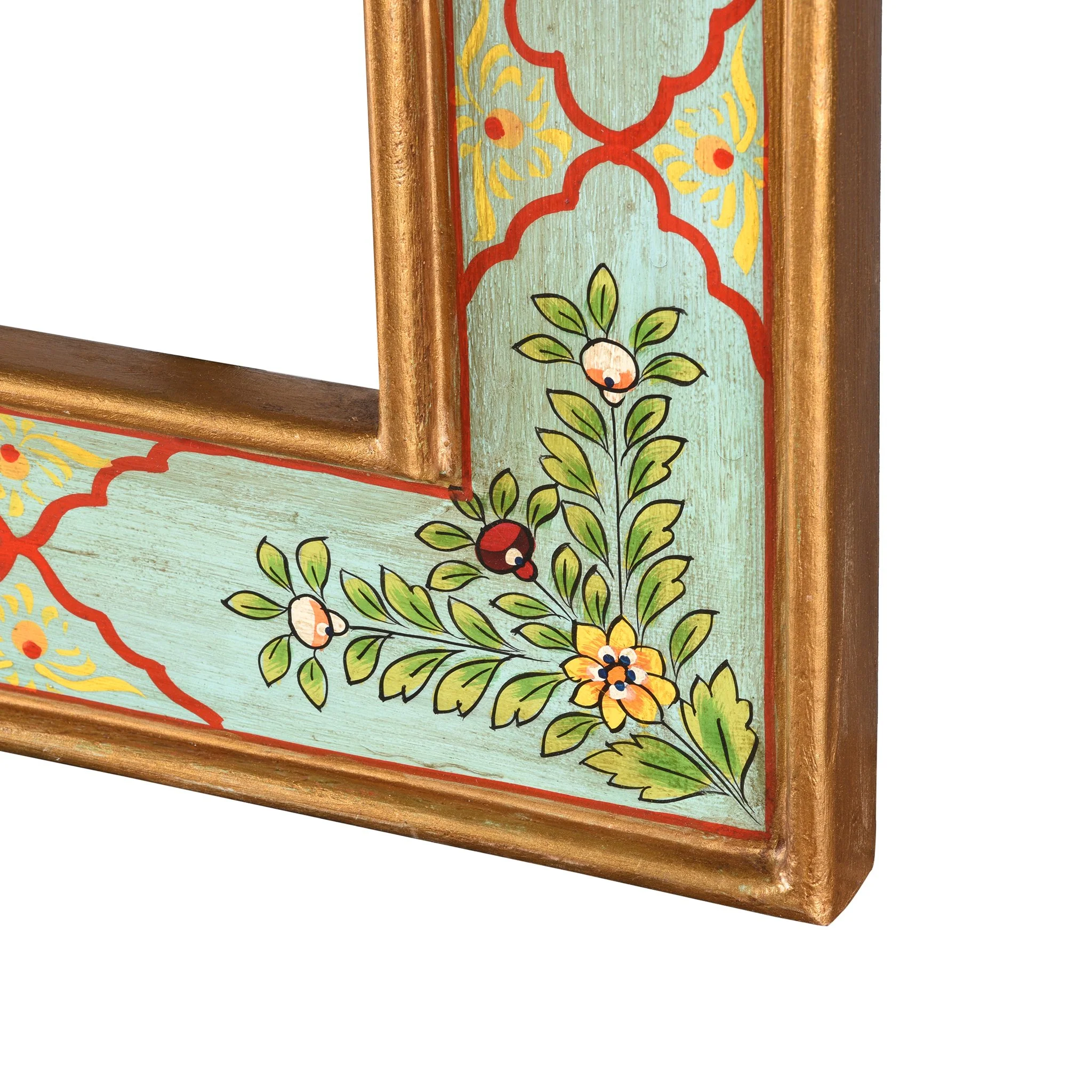 Aqua Green Hand Painted Indian Mirror - Image 7