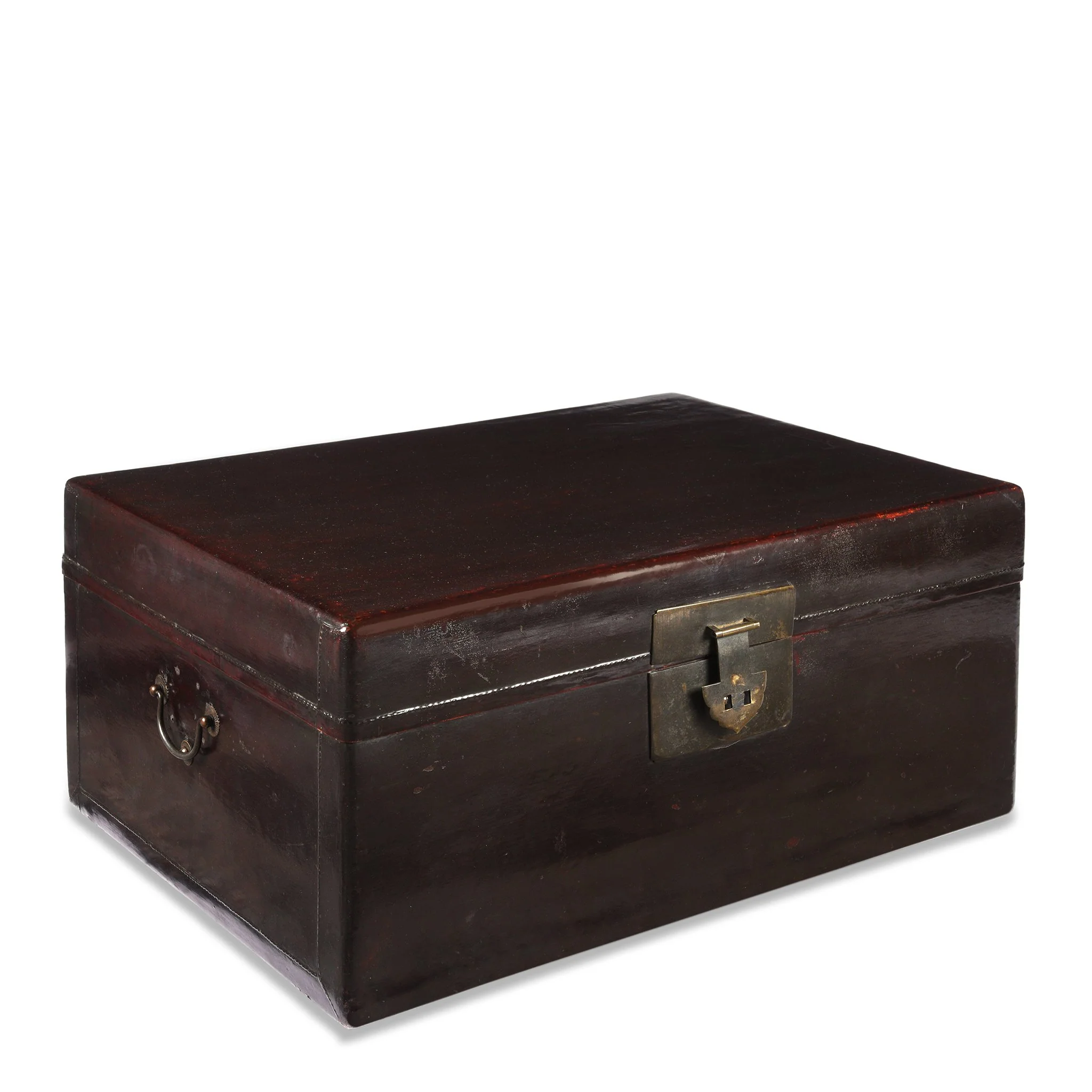 Aubergine Leather Trunk From Shanghai - Ca 1920 - Image 2