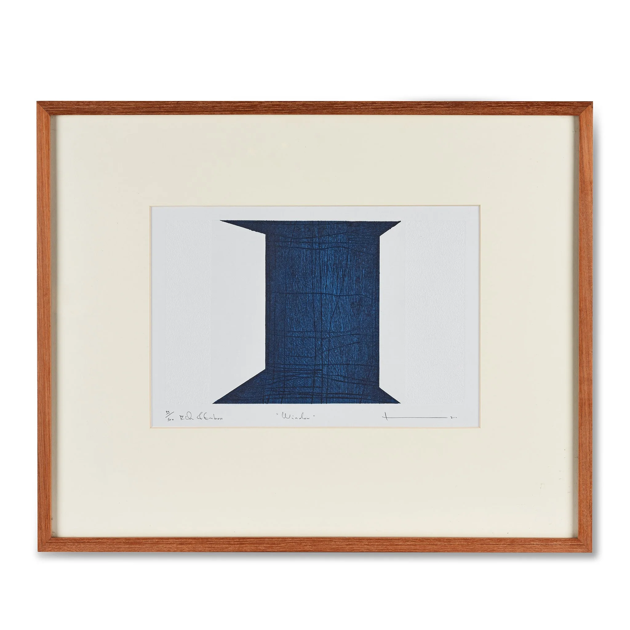 Framed Indigo Lithograph