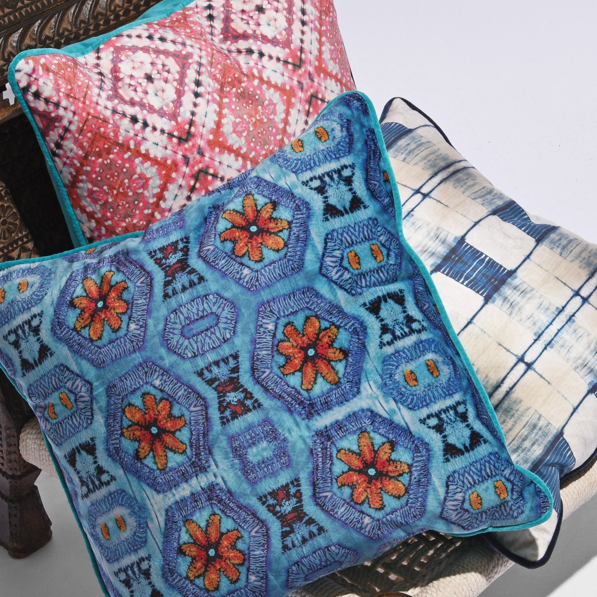 Blue and Tangerine Nui Burst Cushion & Pad - Image 2
