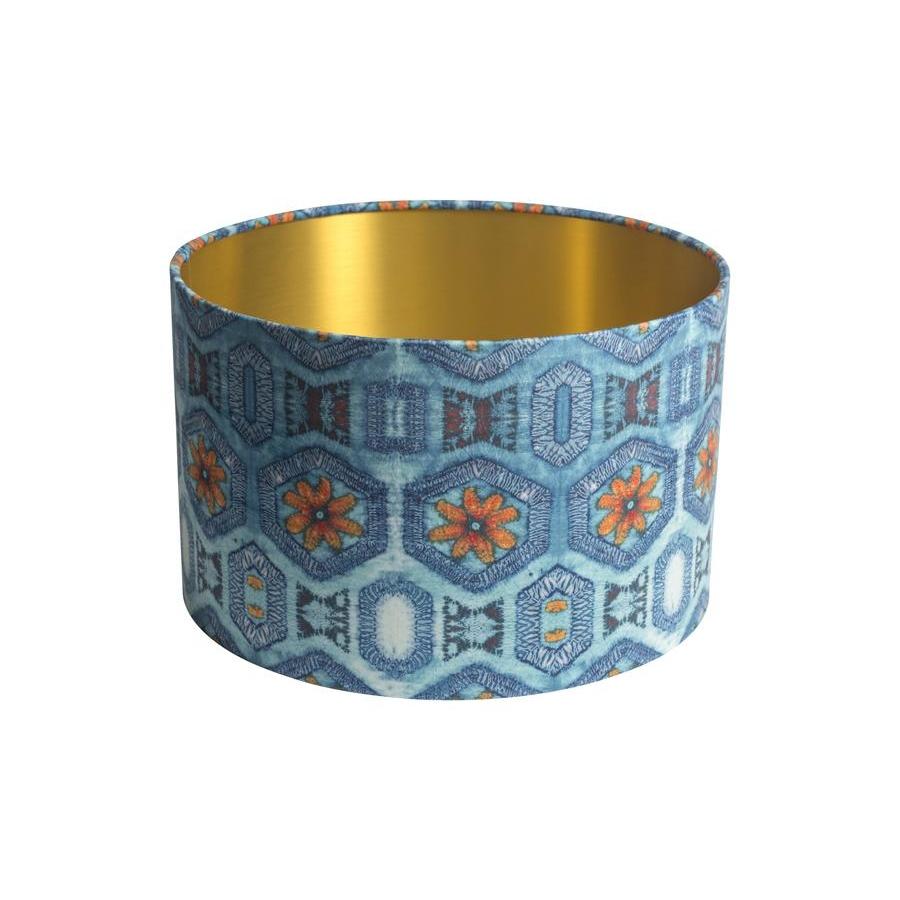 Blue & Tangerine Nui Burst Drum Lamp Shade - 35cm - Image 4