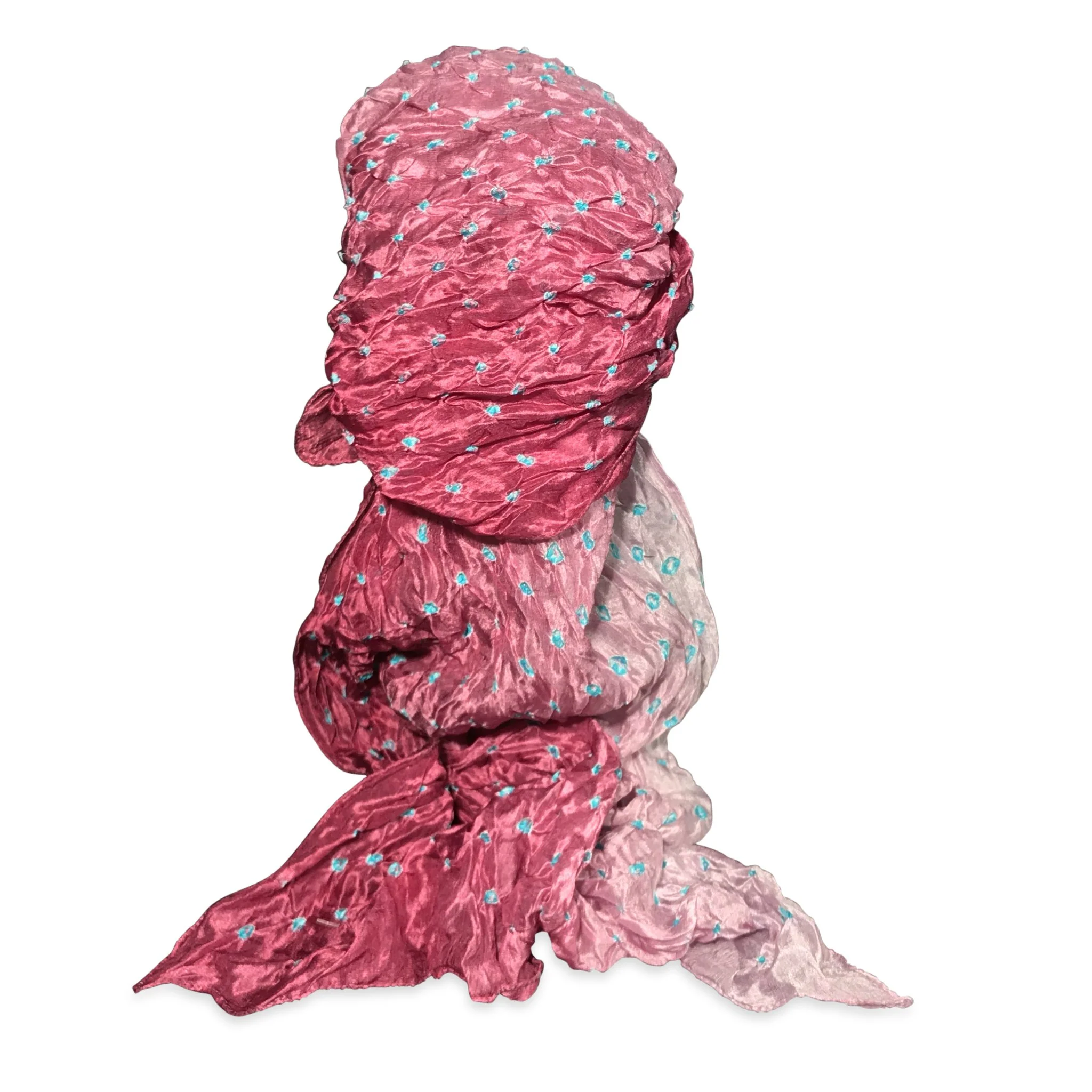 Mauve Pink Bandhani Silk Scarf from Rajasthan - Image 3