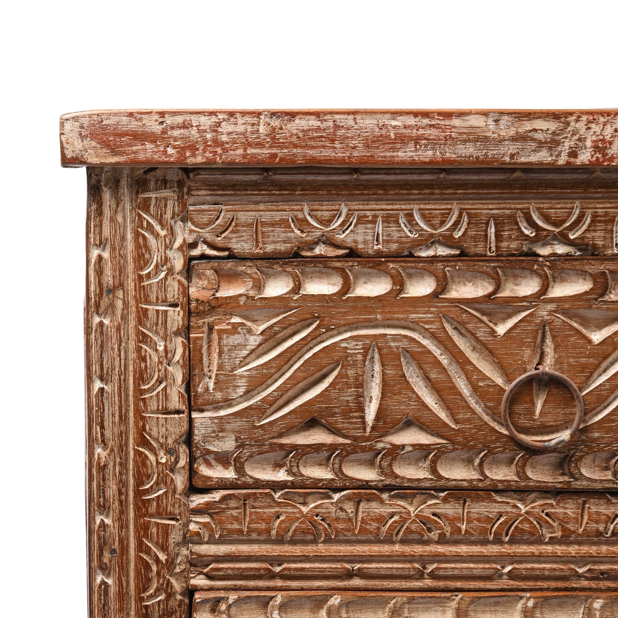 Bedside Cabinet Made From Reclaimed Carved Teak - Image 2