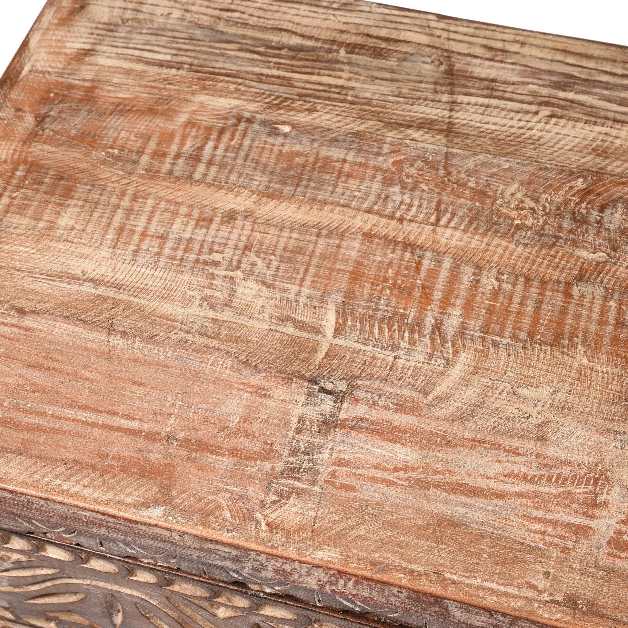 Bedside Cabinet Made From Reclaimed Carved Teak - Image 7