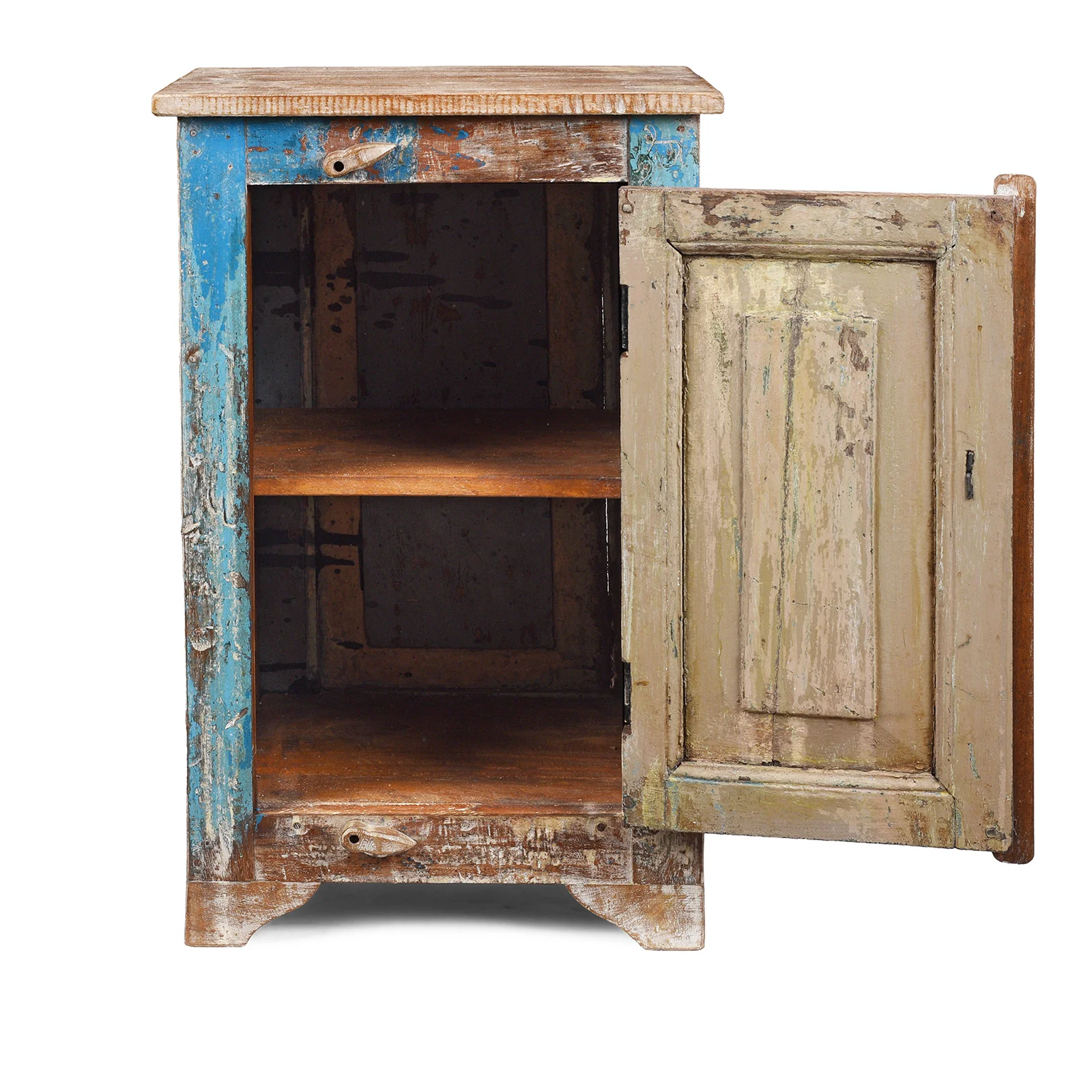 Bedside Cabinet Made From Reclaimed Carved Teak - Image 4