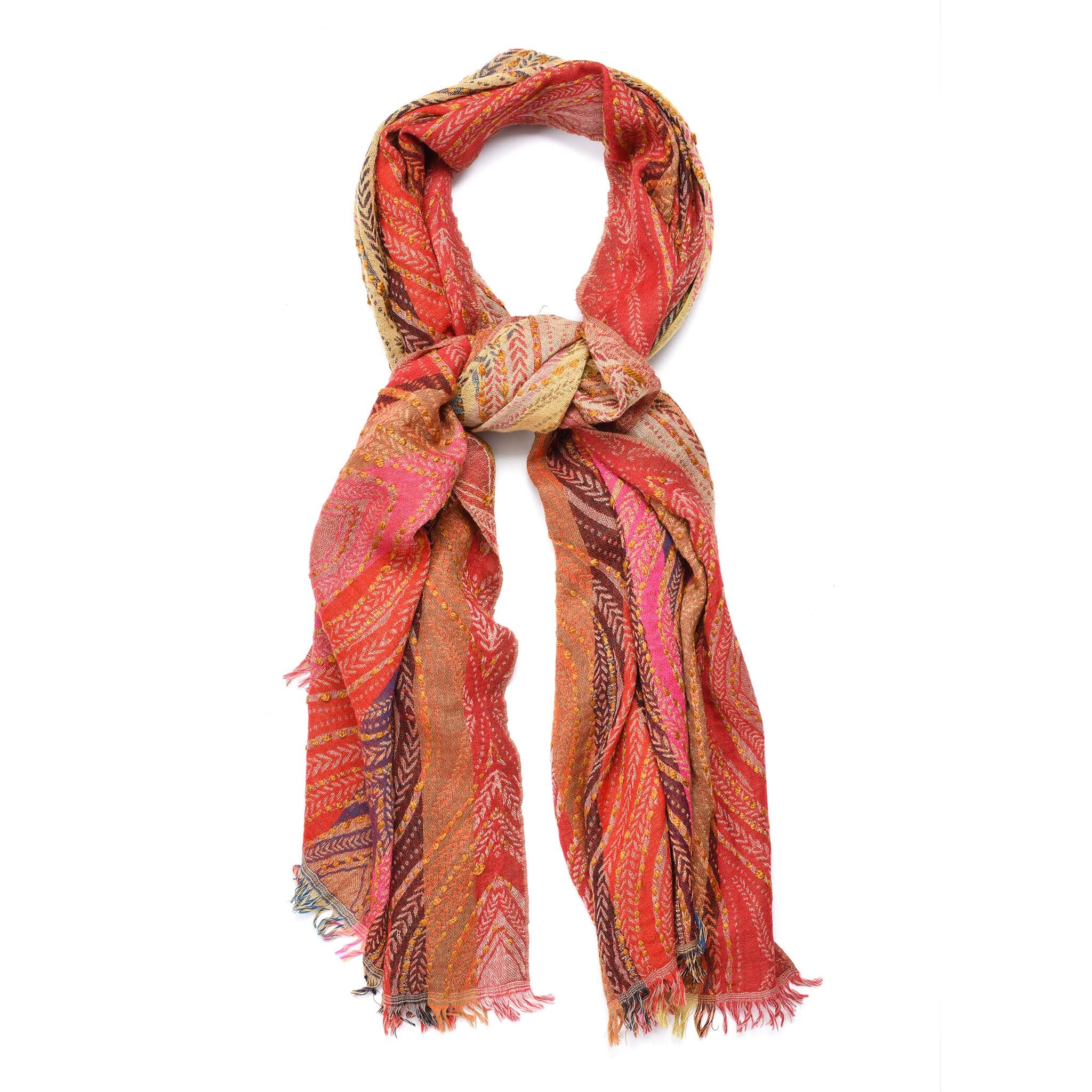 Betel Leaf Design Jacquard Merino Wool Shawl - Image 2