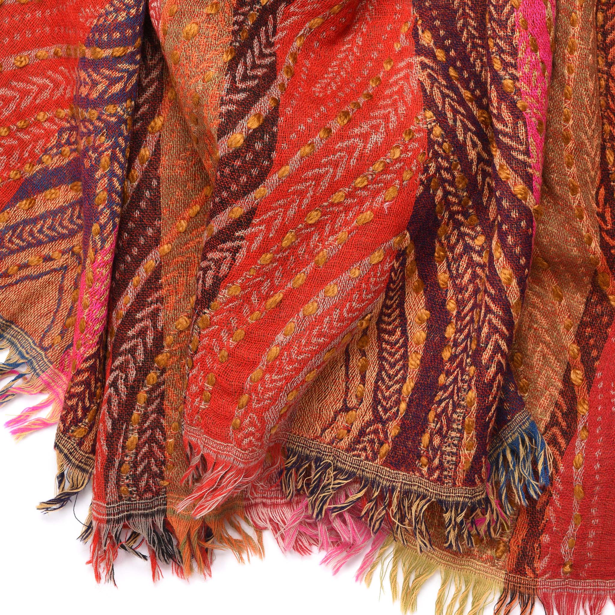 Betel Leaf Design Jacquard Merino Wool Shawl - Image 3