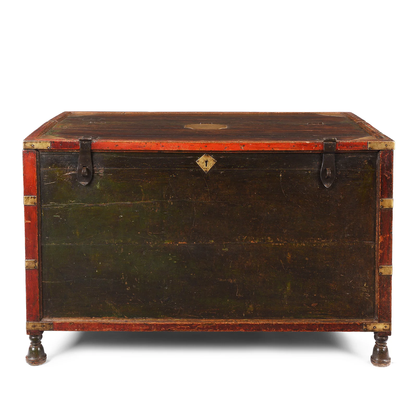Brass & Lacquered Chest From Bikaner - Early 19th Century