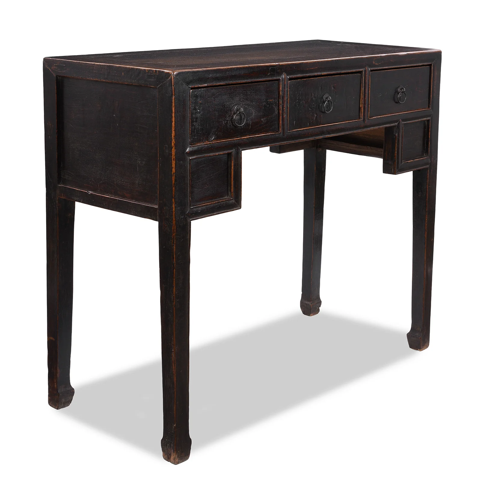 Black 3 Drawer Kneehole Desk From Shanxi - 19th Century - Image 3