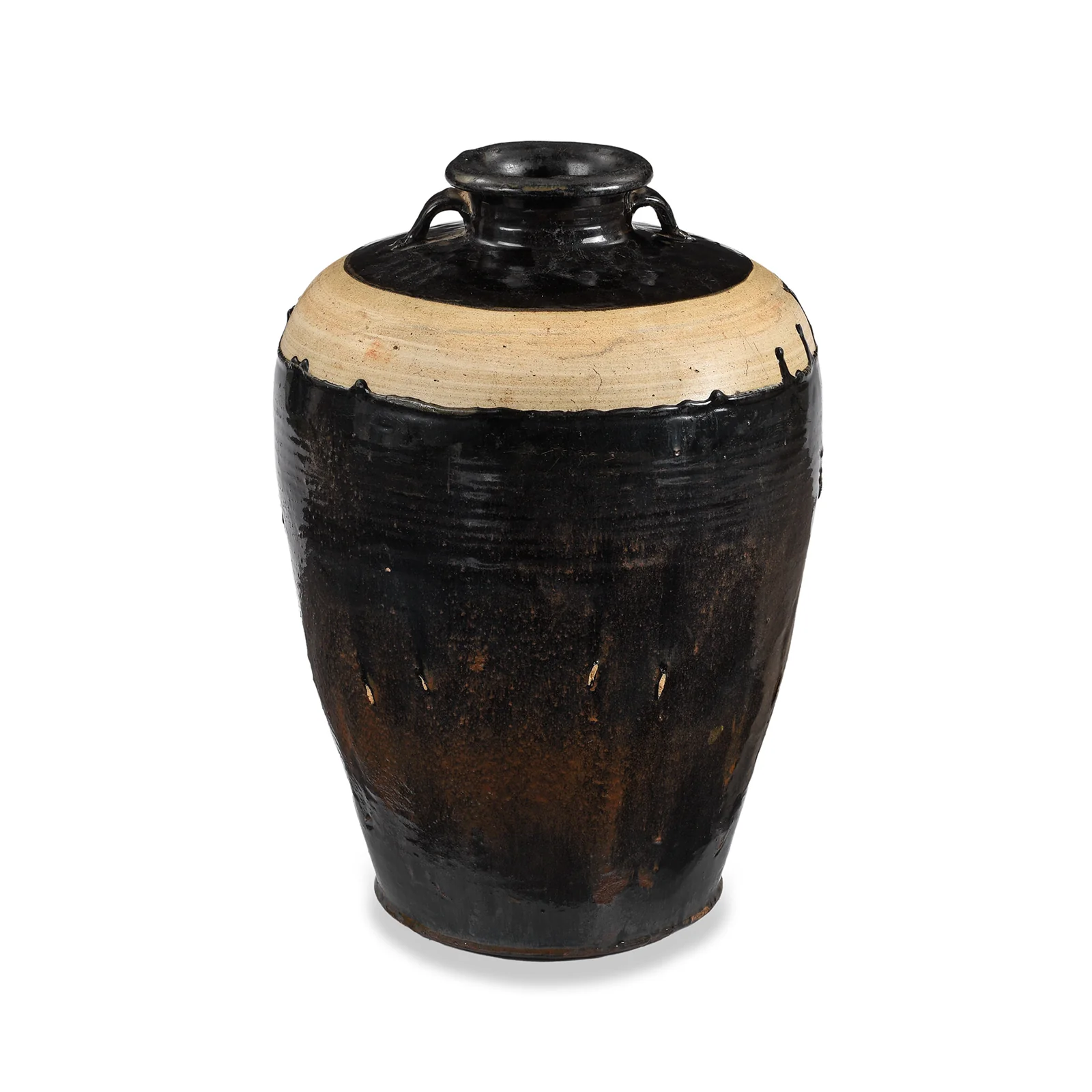 Black Glaze Wine Jar From Hebei - 19th Century