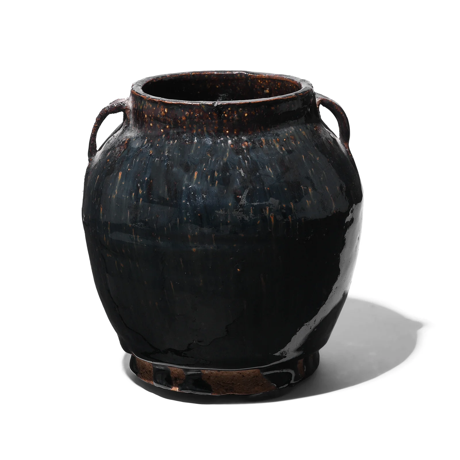 Old Black Glazed Chinese Stoneware Rice Storage Jar