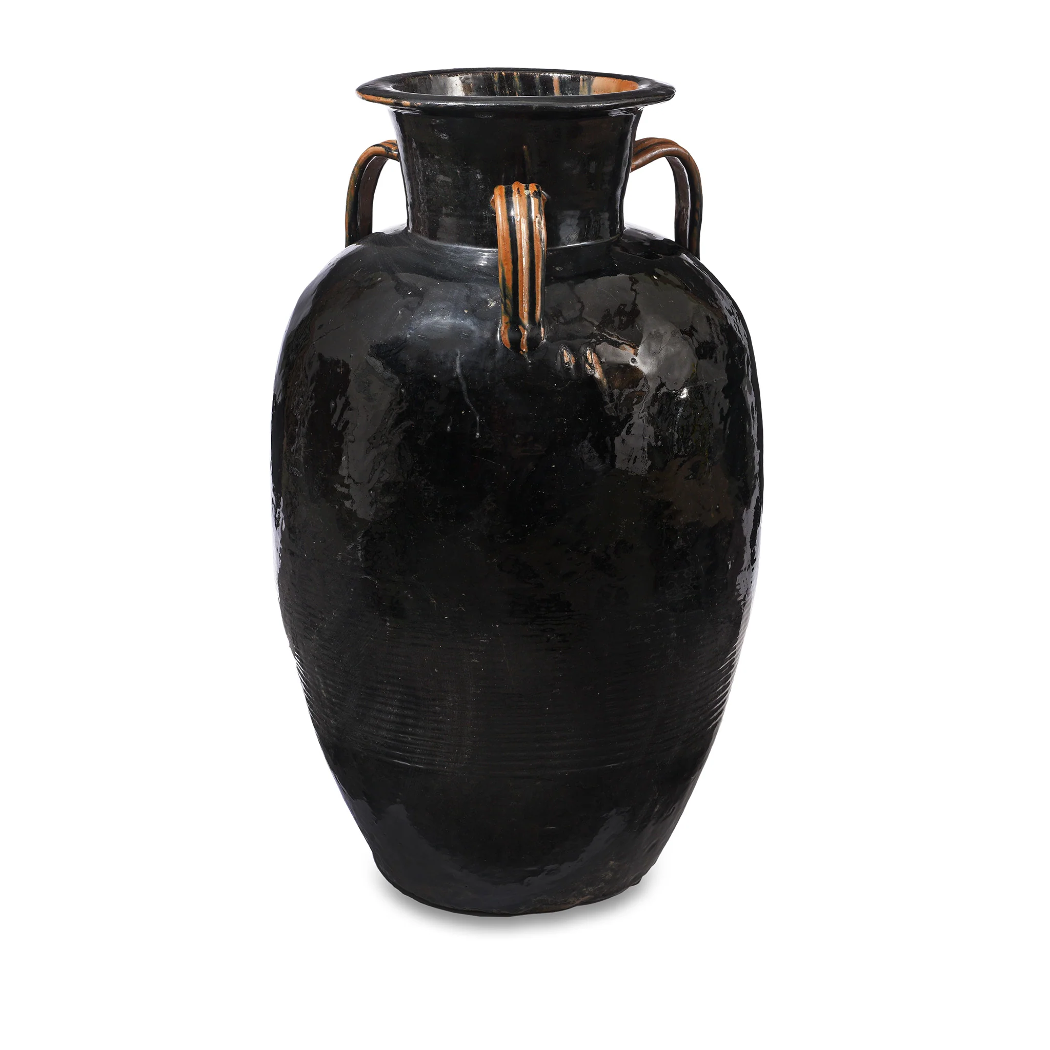 Black Glazed Stoneware Wine Jar From Hebei Province - 19th Century