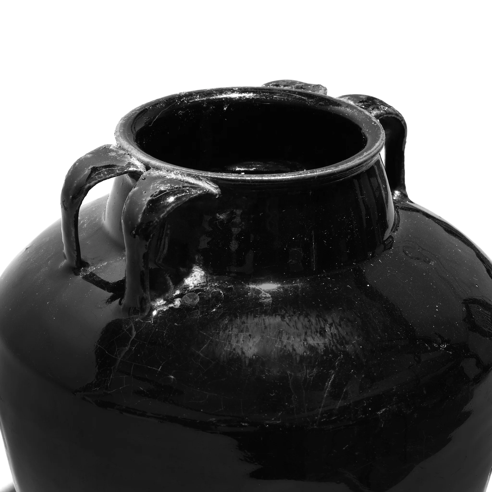 Vintage Black Glazed Earthenware Wine Jar From Shanxi - Image 3