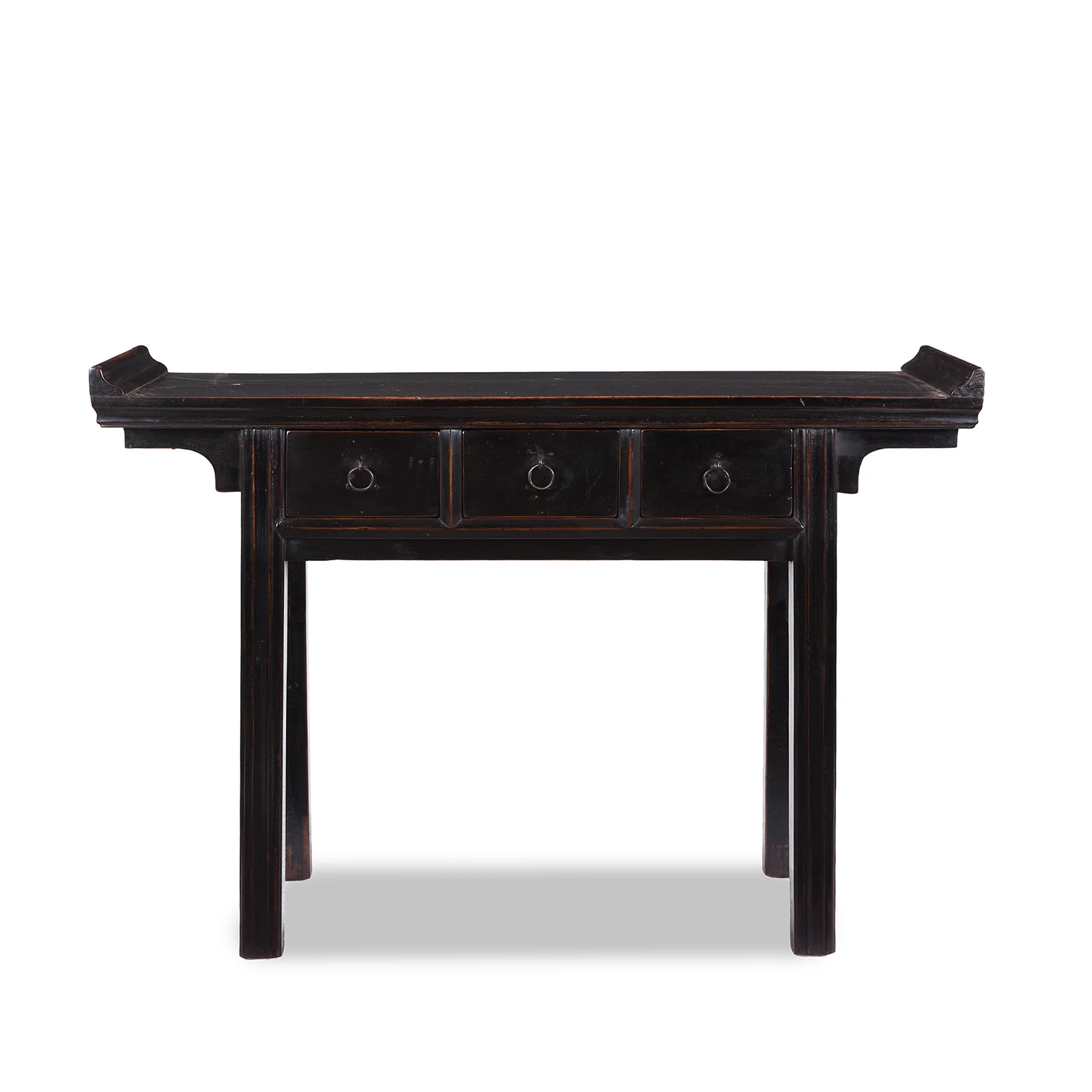 Black Lacquer 3 Drawer Console Table - 19th Century