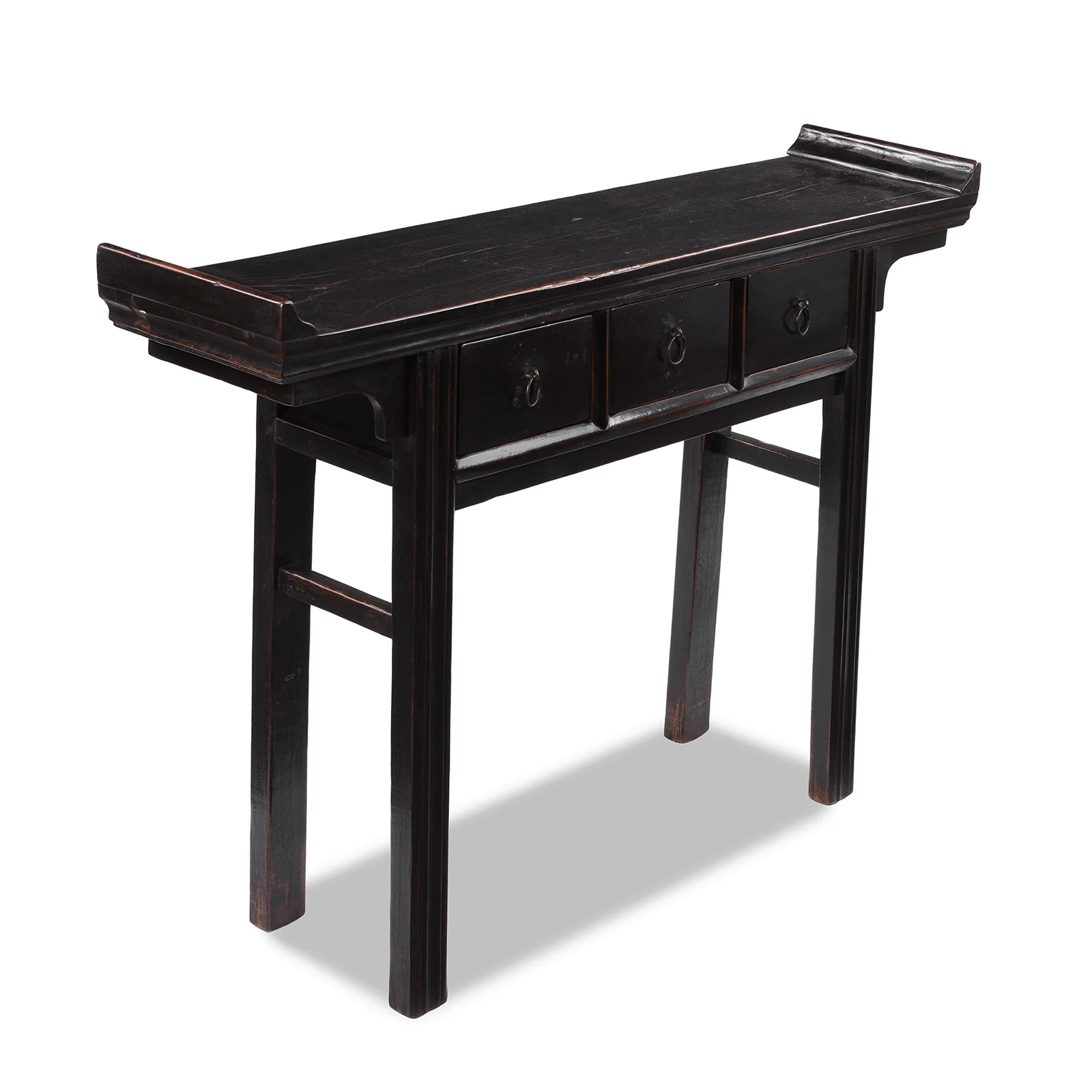 Black Lacquer 3 Drawer Console Table - 19th Century - Image 3