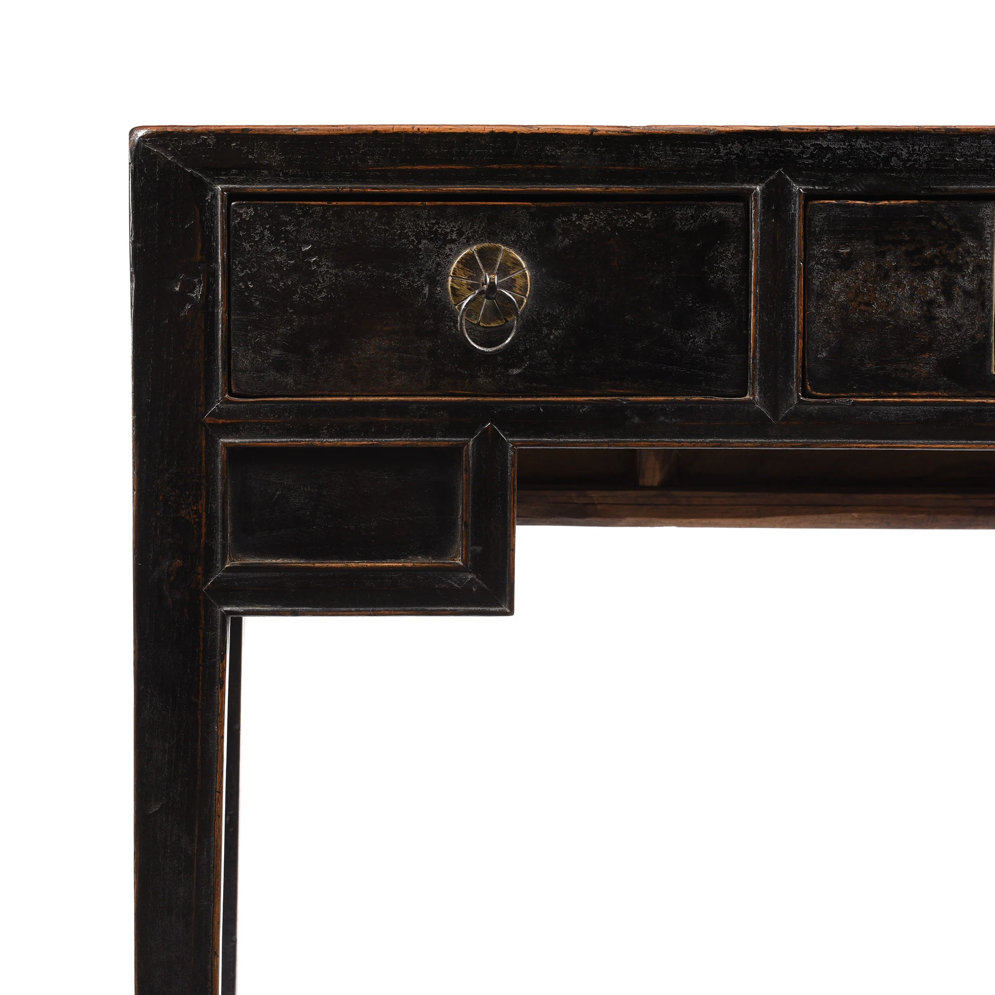 Black Lacquer 3 Drawer Elm Console Table From Shanxi - 19thC - Image 2