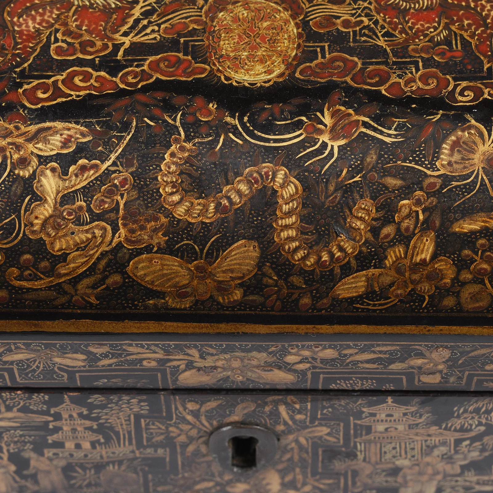 Black Lacquer Canton Export Sewing Box - Ca 1810 - Image 10