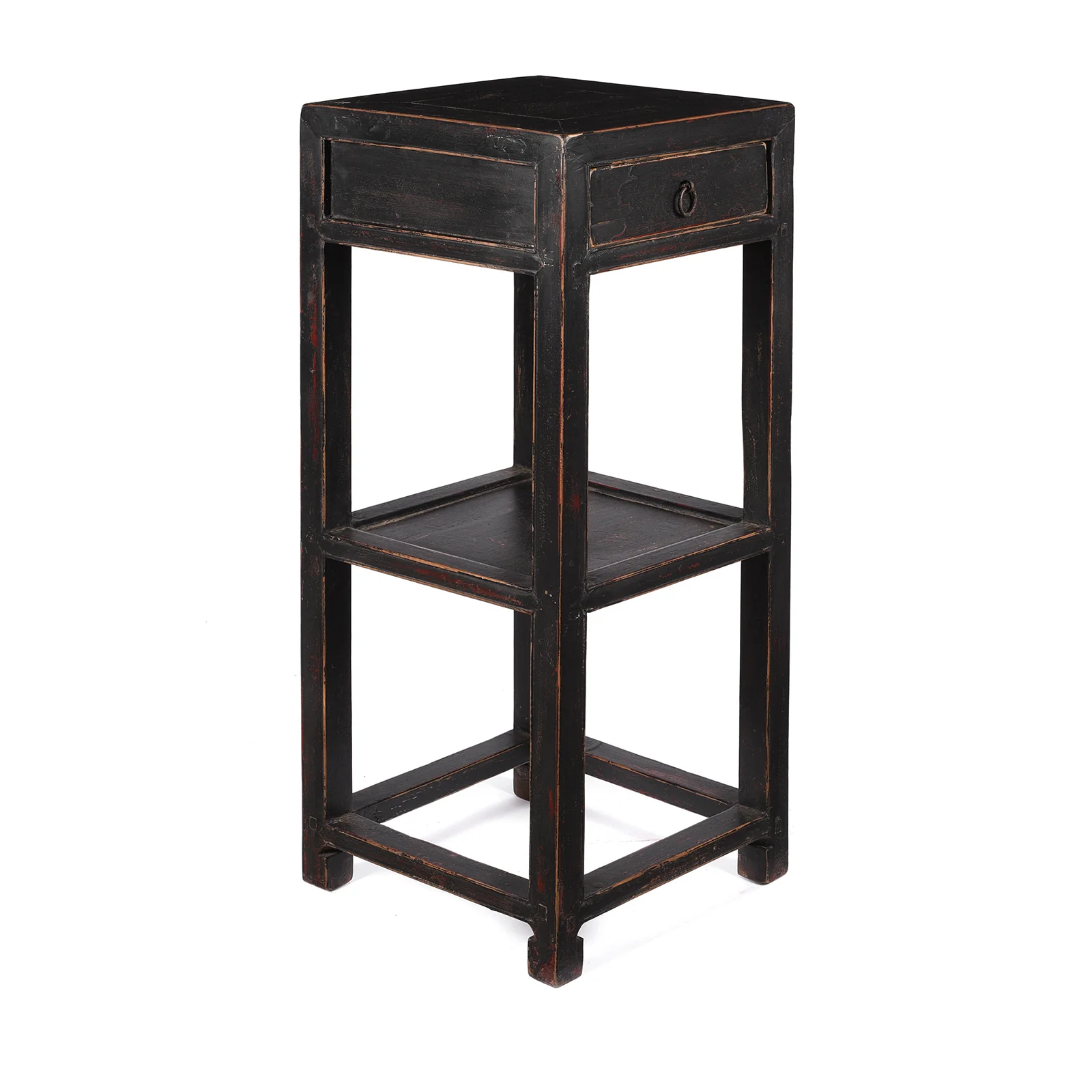 Black Lacquer Elm Flower Stand with Drawer - Ca 1940 - Image 3