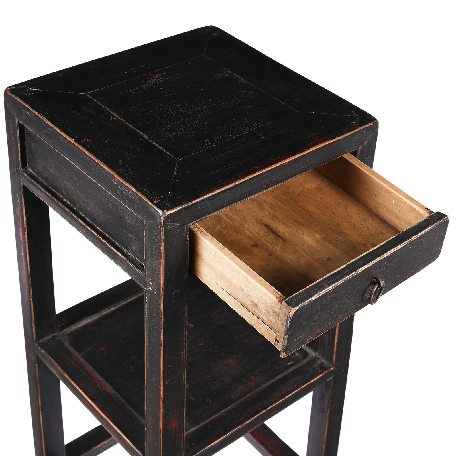 Black Lacquer Elm Flower Stand with Drawer - Ca 1940 - Image 4