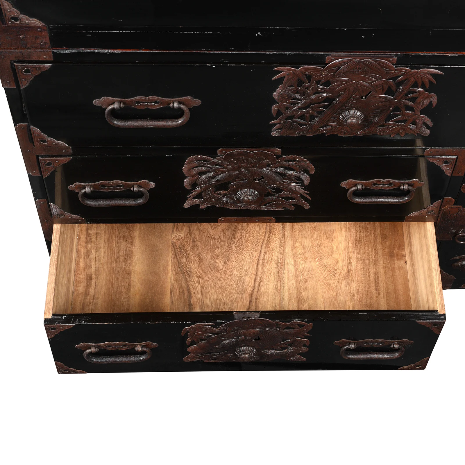 Japanese Black Lacquer Isho Kasane Dansu From Tsuruoka - Meiji Period - Image 10
