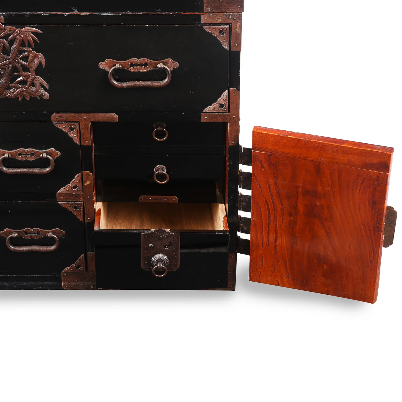 Japanese Black Lacquer Isho Kasane Dansu From Tsuruoka - Meiji Period - Image 7